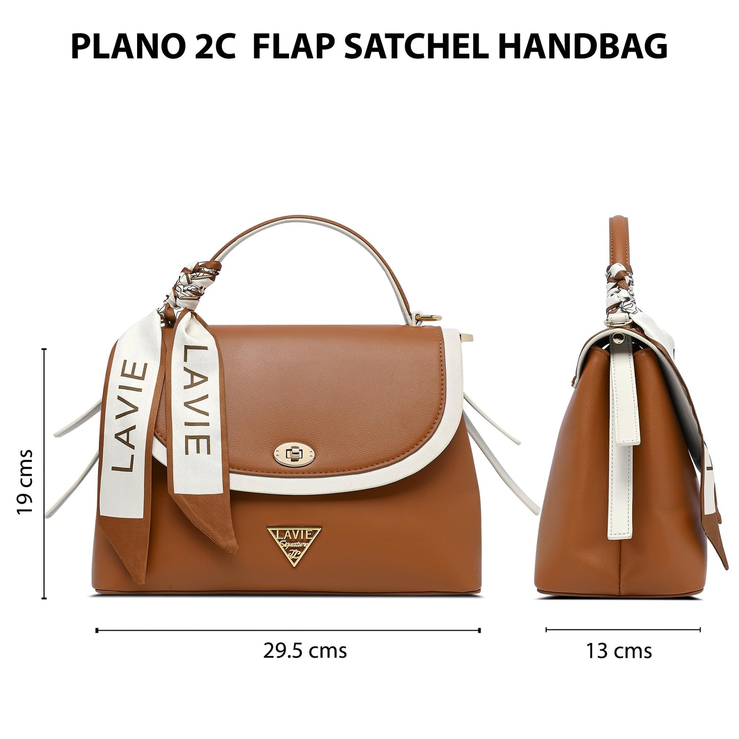 Lavie Signature Women's Plano 2C Flap Satchel Handbag for Women|Satchel Bag for Work|Ladies purse|Stylish Shoulder Bag|Gift For Women