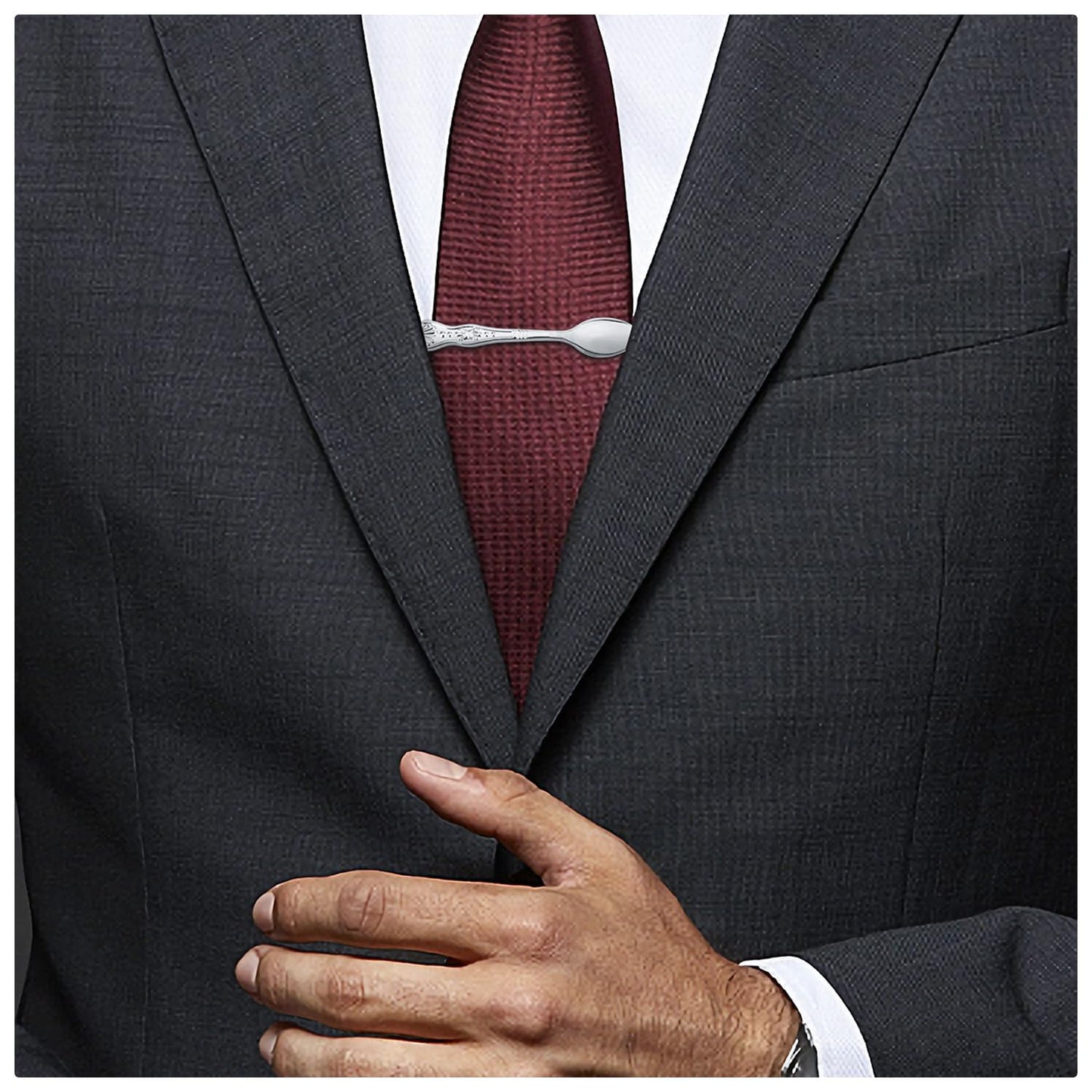 Wynameleri Novelty Fashion Tie Pin Spoon Design for Men in Gift Box