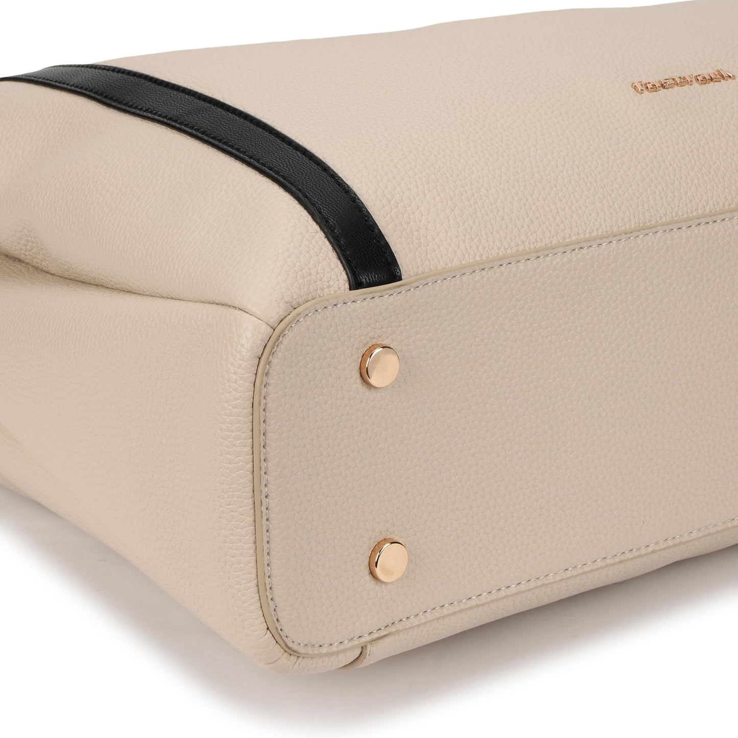 Metro Carry Laptop Tote | Faux-Leather Women's Handbag | white with black Details | 14" Laptop Compatible | Dual Carry Options | Pebbled Texture