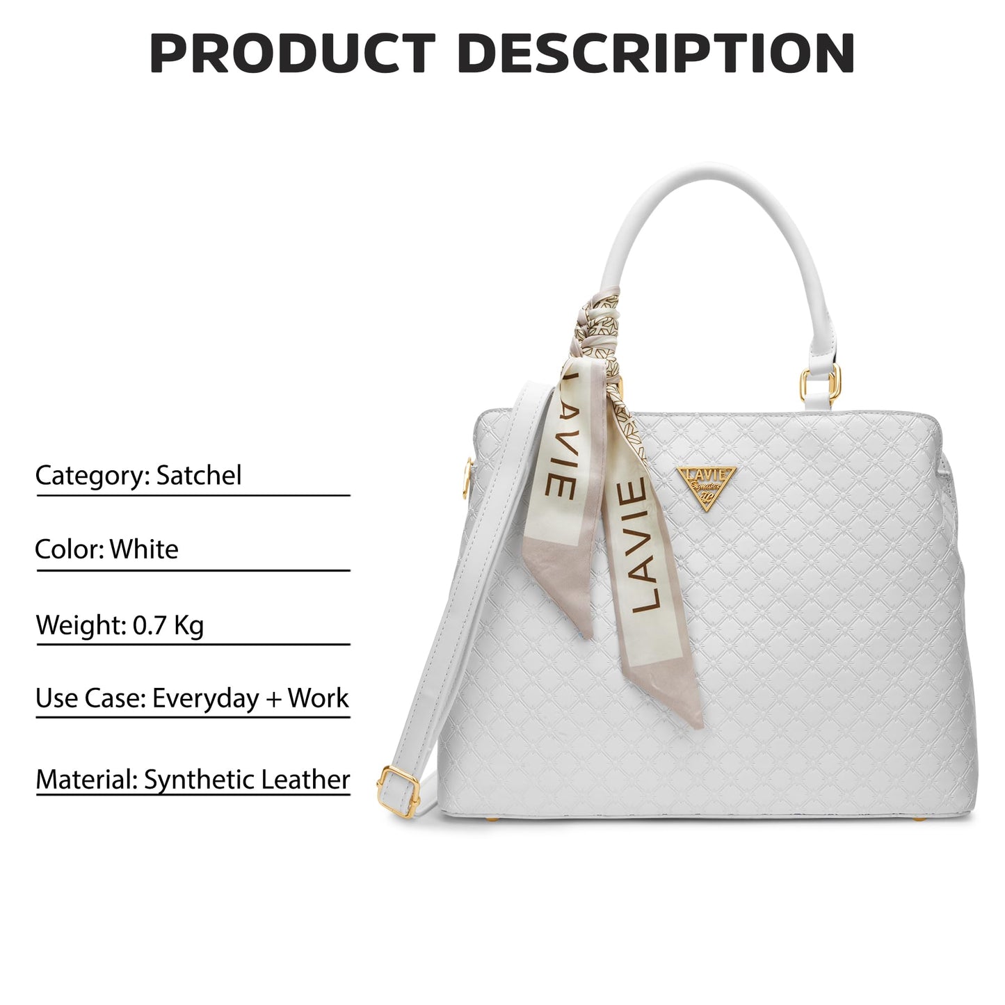Lavie Signature Women's Provo 3C Satchel Handbag for Women|Satchel Bag for Work|Ladies purse|Stylish Shoulder Bag|Gift For Women