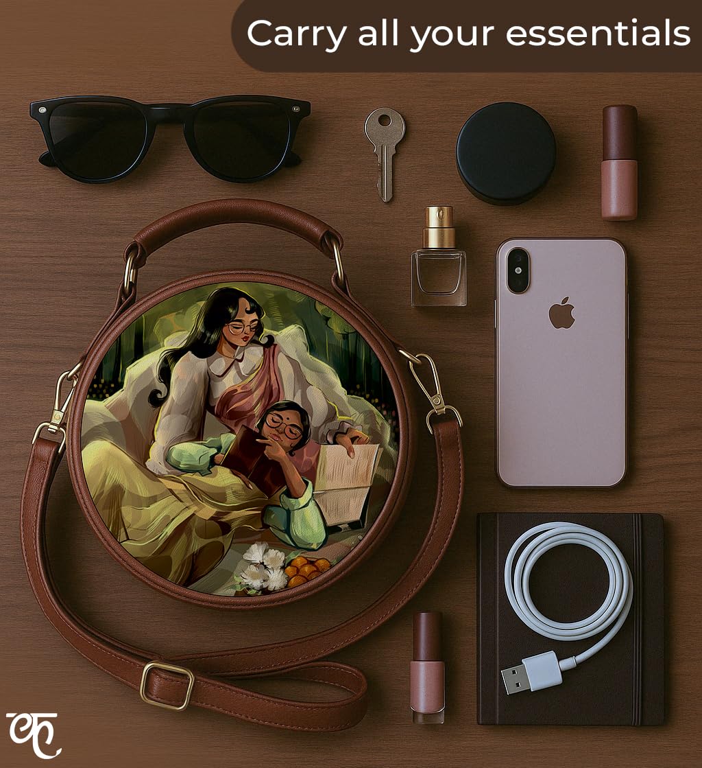 Kalankit Round Sling Bag for Women | Lightweight Vegan Leather Crossbody | Stylish Compact Purse | Crossbody Bags for Women | Valentine Gift for Her | The Mood Of Autumn