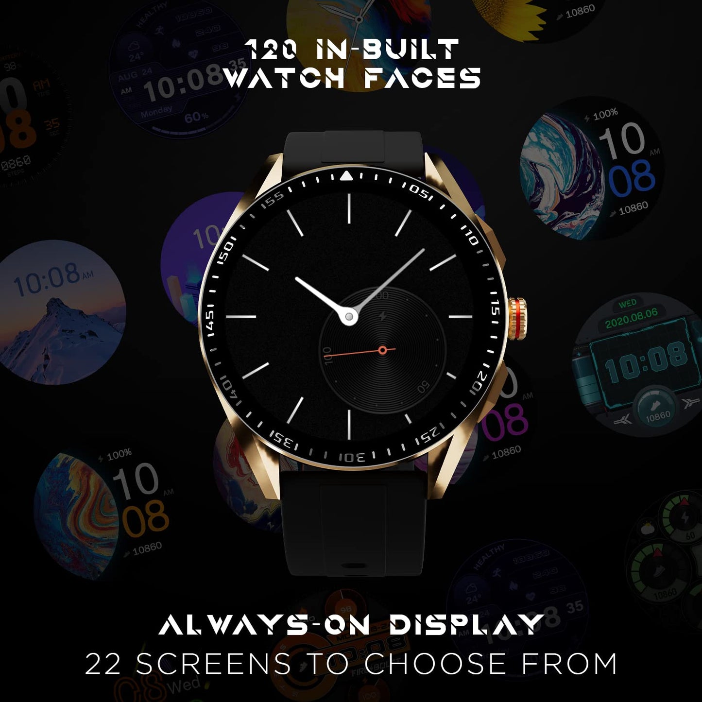 Fire-Boltt Invincible Plus 1.43" AMOLED Display Smartwatch with Bluetooth Calling, TWS Connection, 300+ Sports Modes, 110 in-Built Watch Faces, 4GB Storage & AI Voice Assistant (Gold Black)