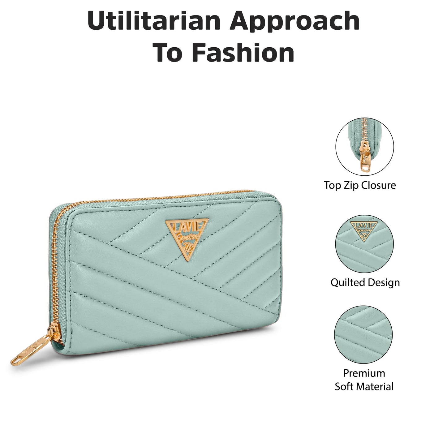 Lavie Signature Women's Quilt Berlin Zip Around Wallet |Gift for Women