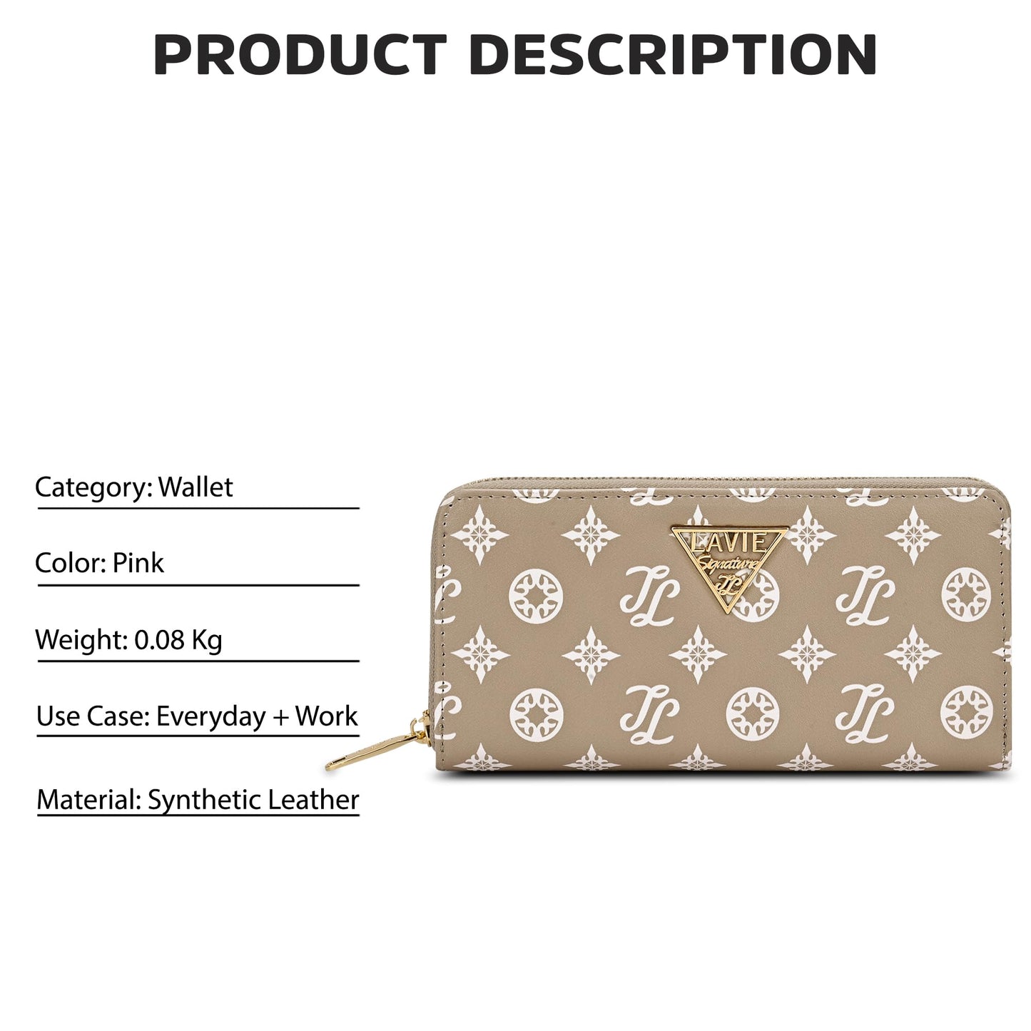 Lavie Signature Women's Mono Berlin Zip Wallet | Gift for Women