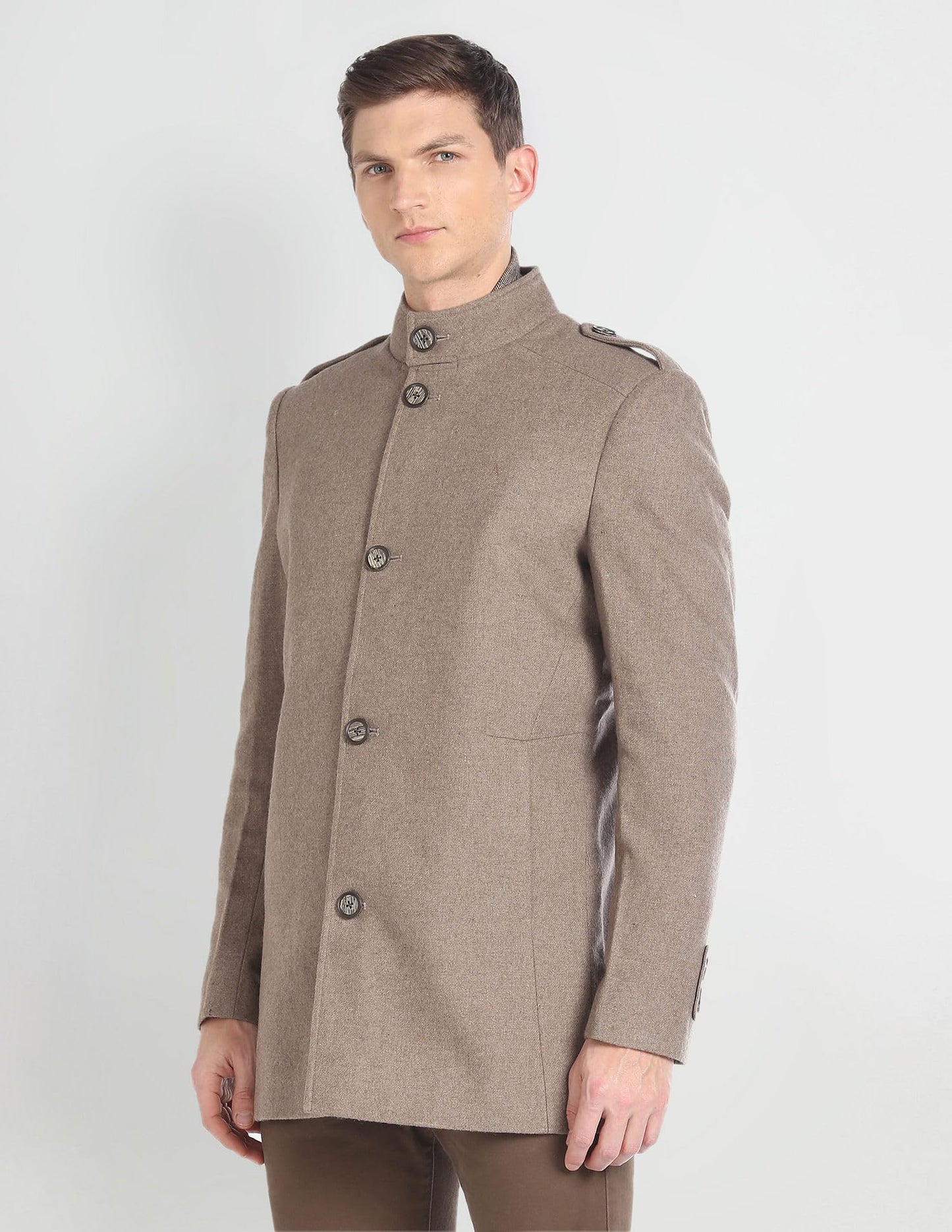 Arrow Men's Wool Standard Length Trench Coat (ASAGJK4794_Beige, 2XL