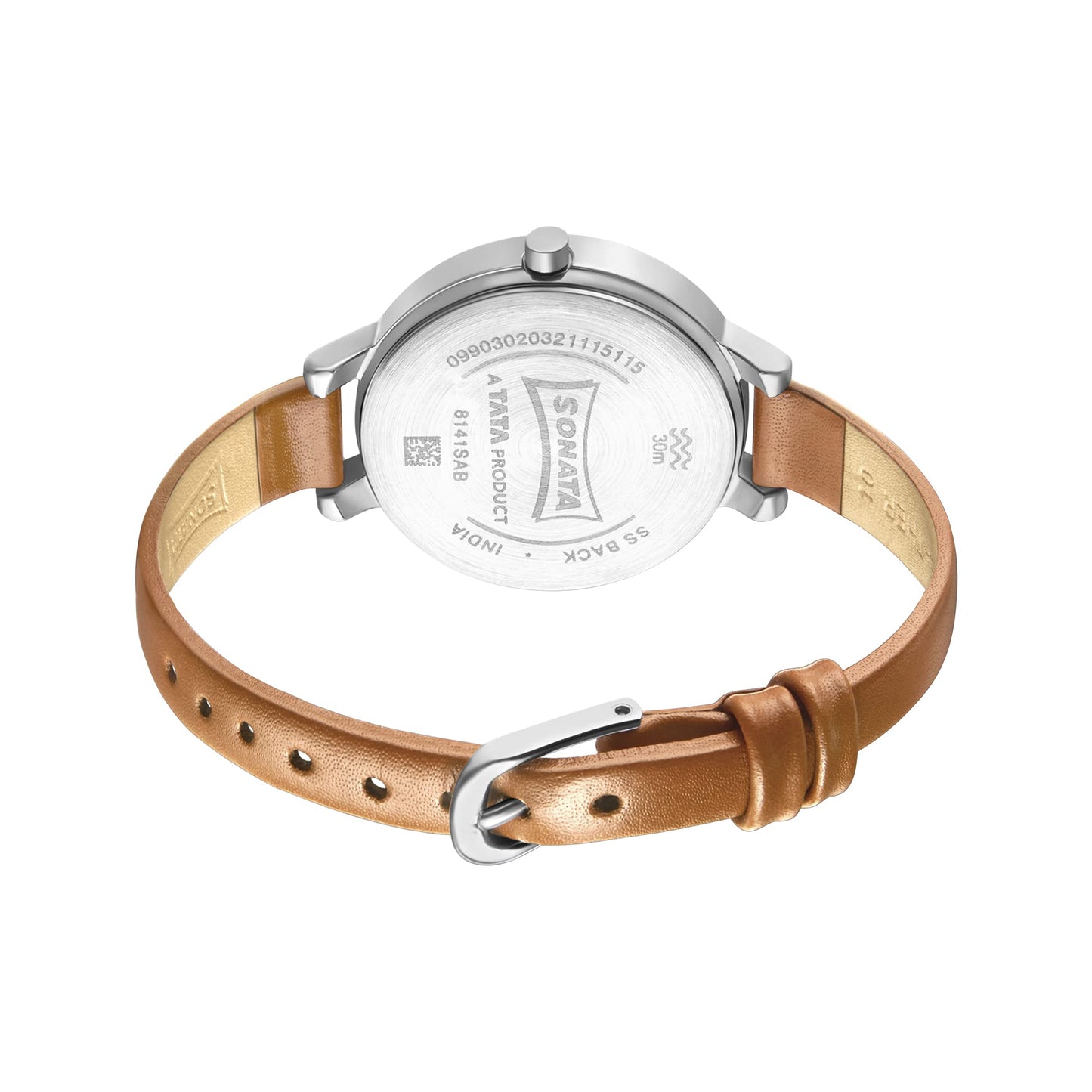 Sonata Play Yellow Dial Women Watch with Leather Strap-8141SL03