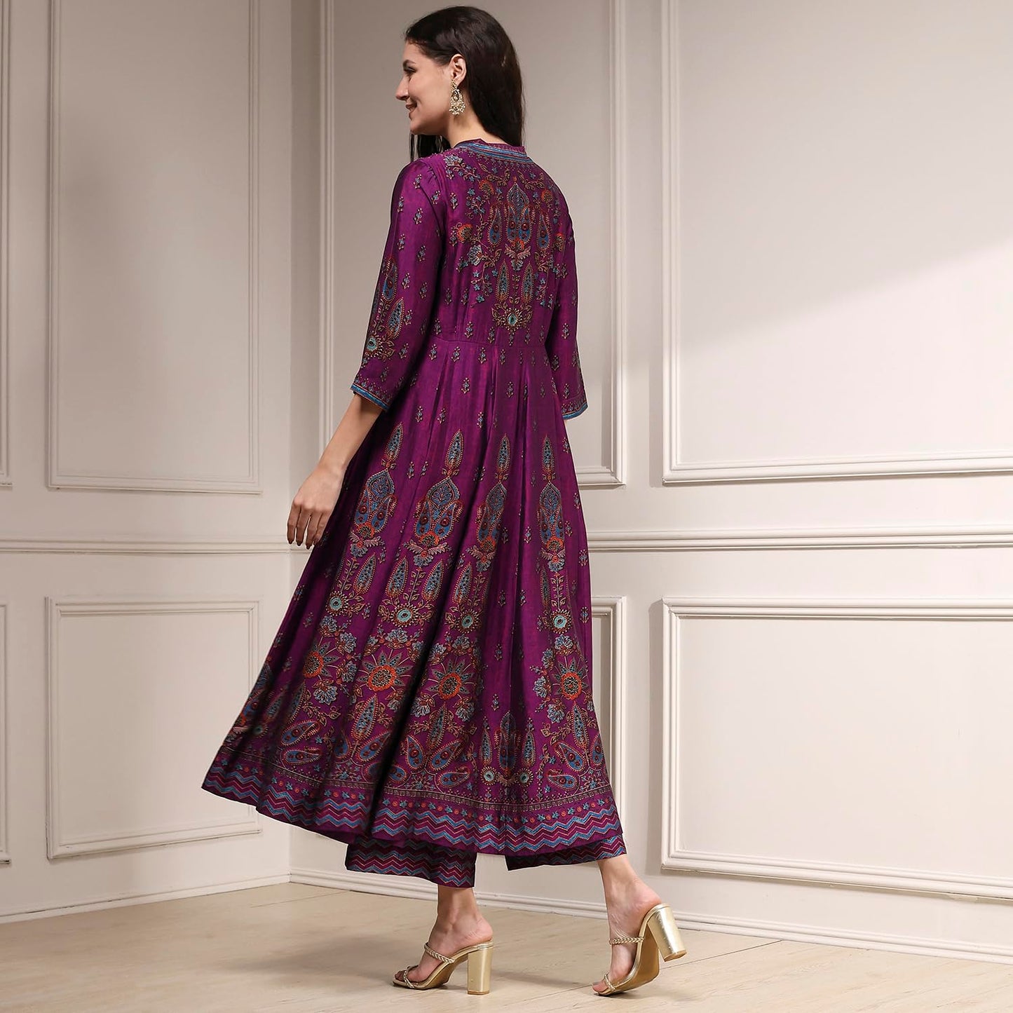 Biba Women's Rayon Kurta, Bottom, Dupatta (SKDRSTELE30316AW25PUR