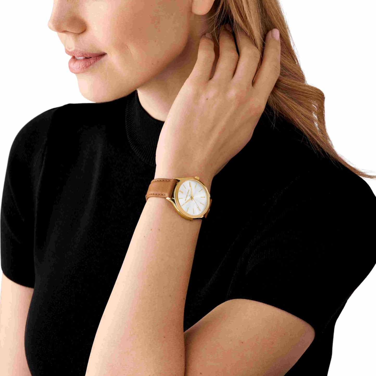Michael Kors Leather Analog White Dial Women Watch-Mk7465, Brown Band