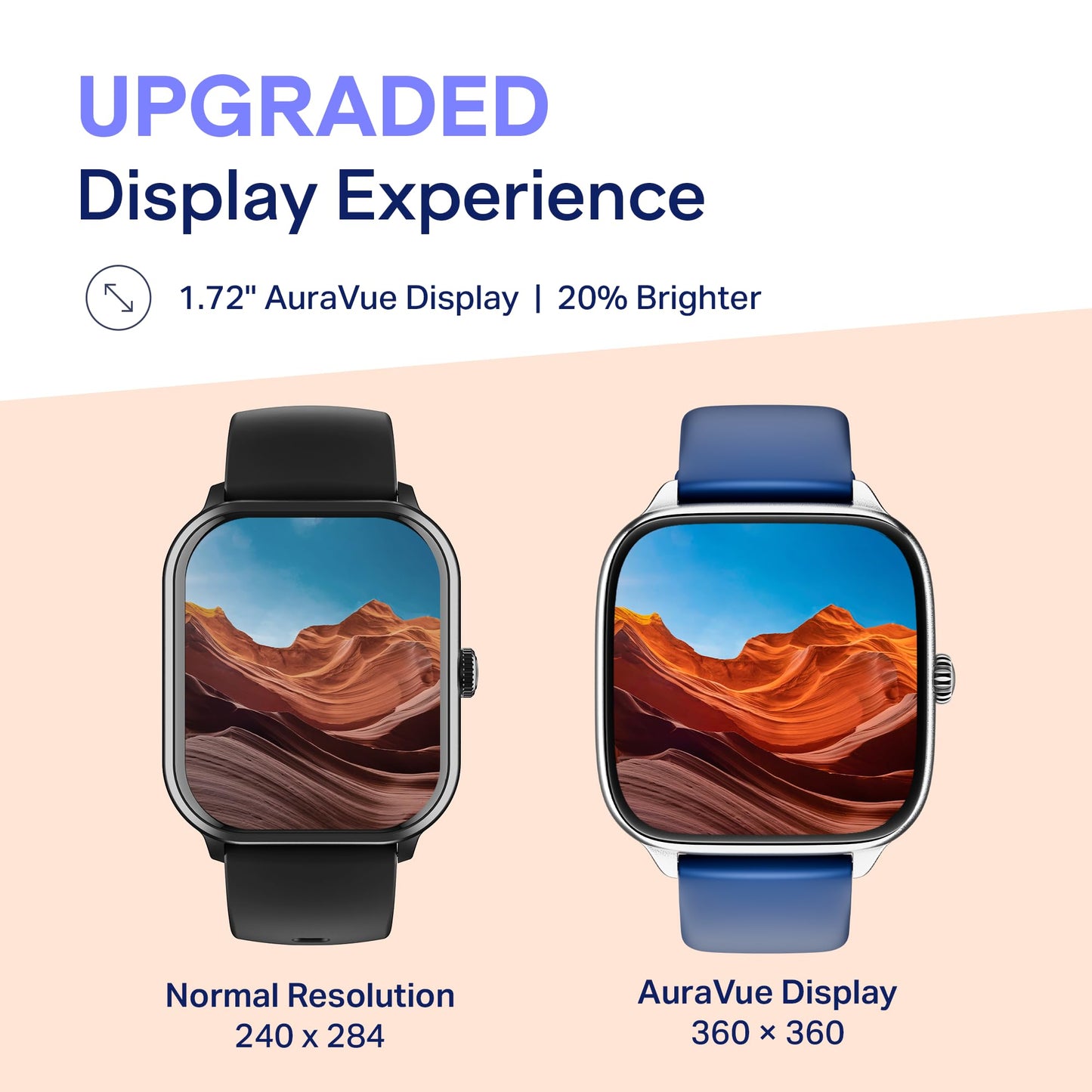 Boat Storm Verge, 1.72" (4.4 cm) Unisex Design, AuraVue Display with 20% Higher Brightness, Premium Metal Body, 80+ Sports Mode, Bluetooth Calling, Smart Watch for Men & Women (Deep Blue)