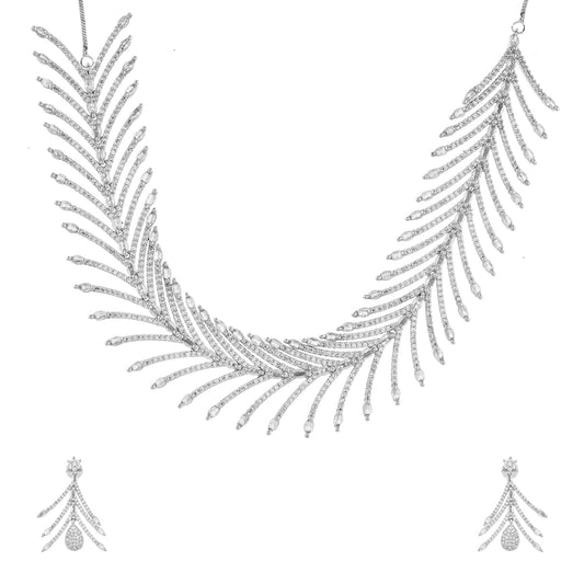 VOYLLA Luxurious Crystal American Diamond Necklace Set|Necklace Set For Women|Women Necklace Set |Gold Necklace Set For Women|American Diamond|Festival|Diwali|Party|Wedding|Gift For Women|