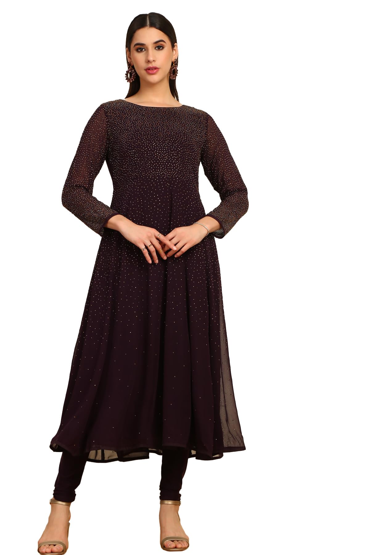 Soch Purple Pure Georgette Embroidered Chudidar Set