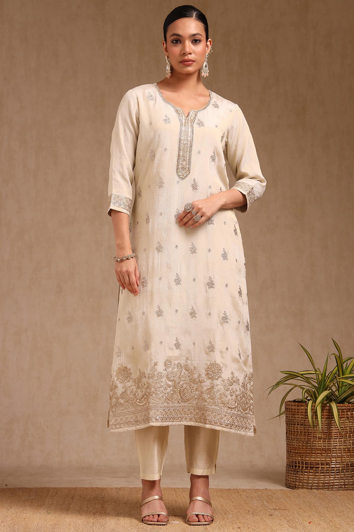 Soch Womens Tissue Embroidered Suit Set With Sequins