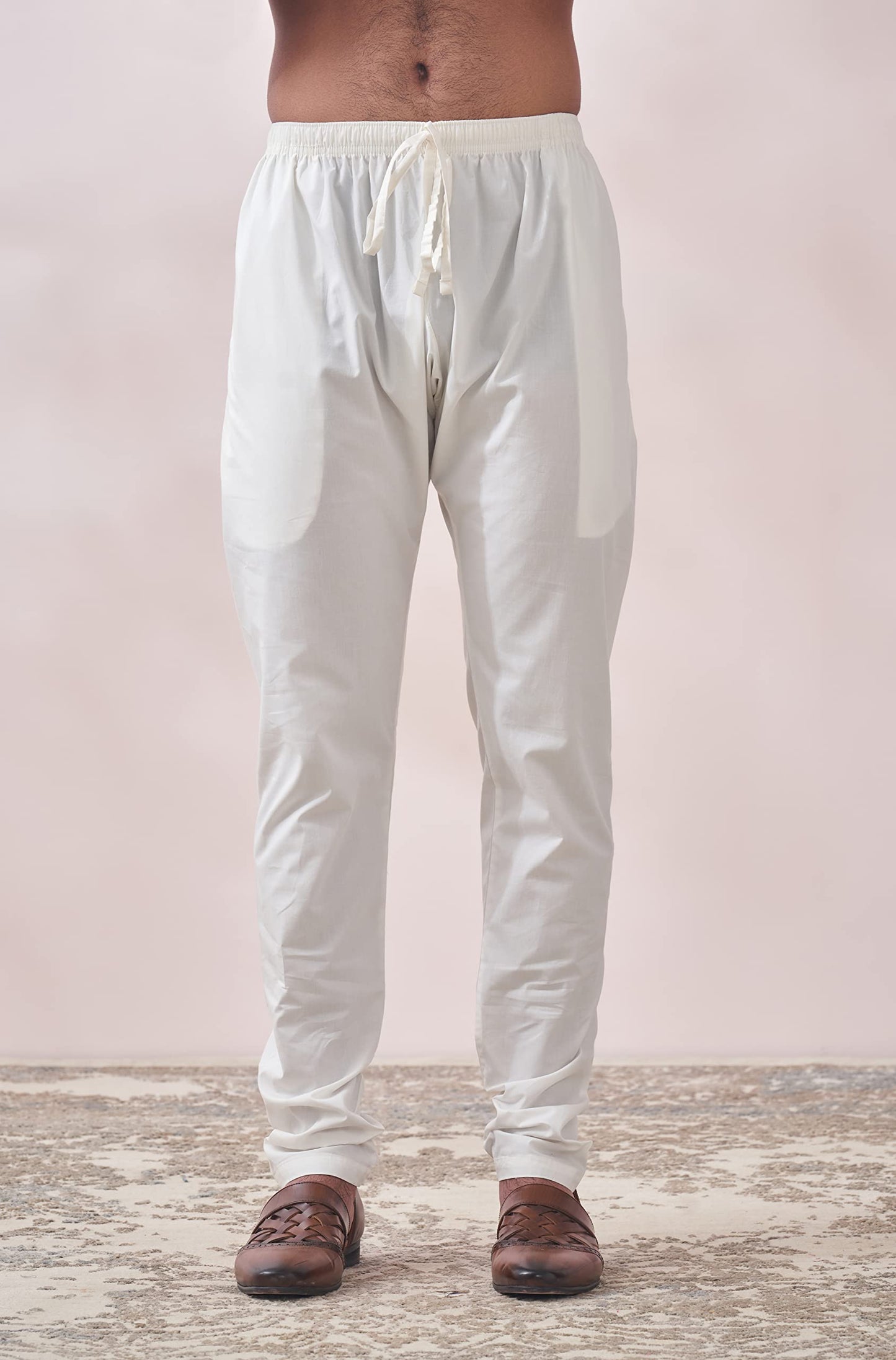 Manyavar Pink Cotton Full Sleeve Kurta Set | Traditional Kurta Set For Men (XL)