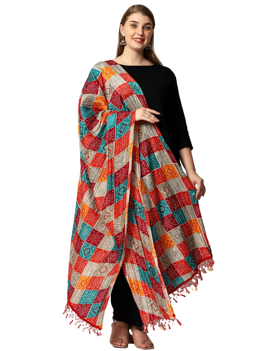 Weavers Villa Women's Cotton Printed Dupatta Chunni (Multi), 2.25 Mtrs