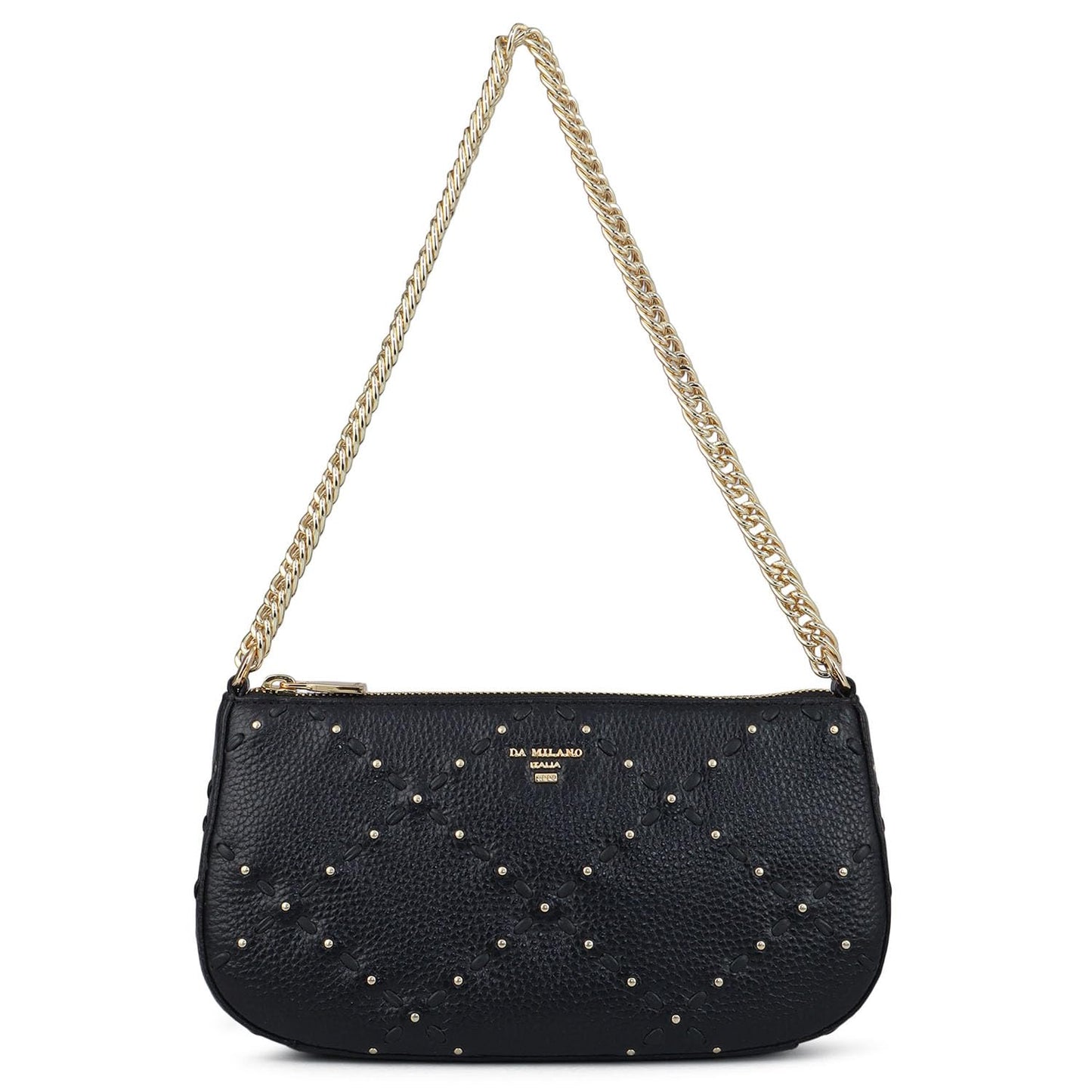 Da Milano Leather Shoulder Bag for Women - Black