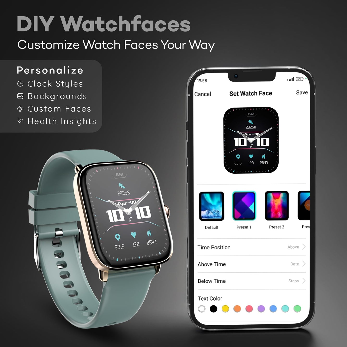 (Refurbished) Pebble Ultra Rapid 1.83" HD Display. India's First Fastest Charging, Premium Metal Built, Unisex Design Smartwatch (Blush Green)