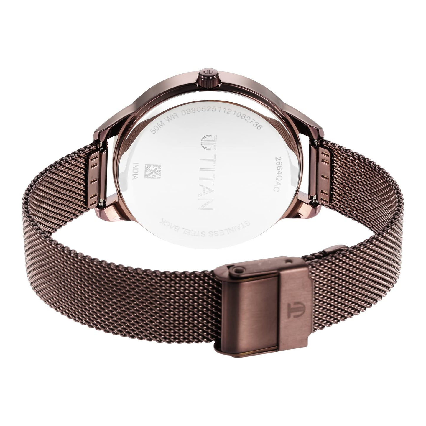 Titan Purple Glam It Up Quartz Analog Multicolor Brown Dial Brown Stainless Steel Strap Watch for Women - NT2664QM01
