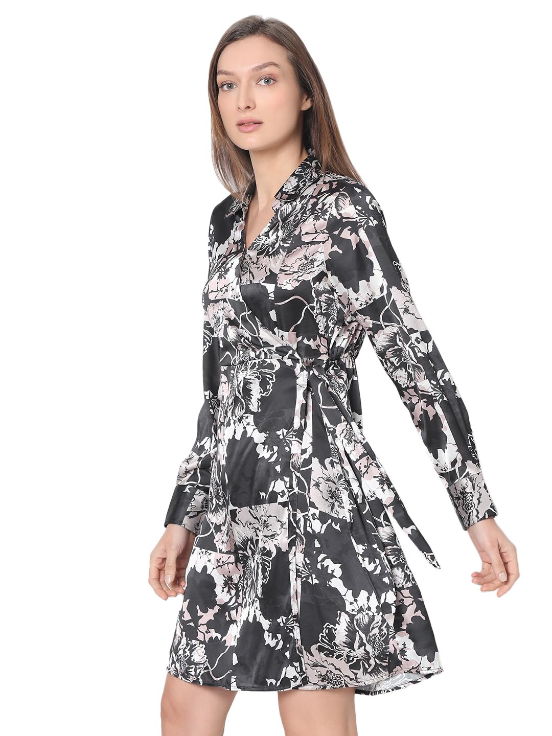 Vero Moda Women's Polyester A-Line Above The Knee Dress (10322871- Black