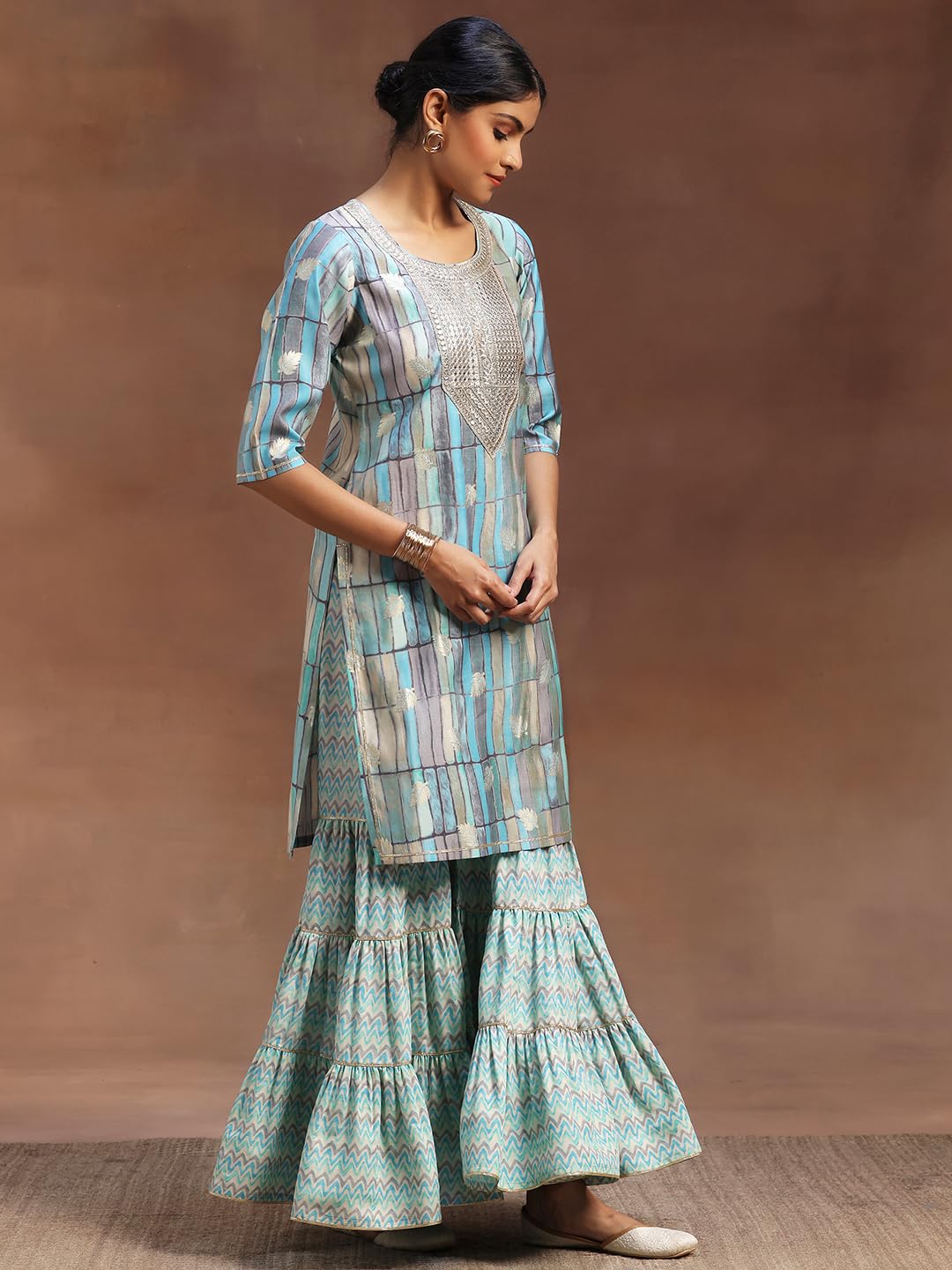 Libas Women's Silk Blend Kurta Set (36693O_Blue
