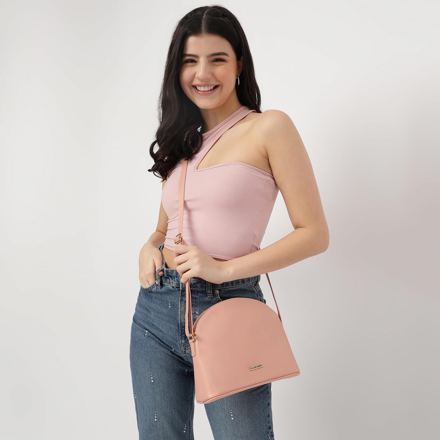 Fastrack Solid Structured Sling Bag for Women, Girls and Ladies | Quick Access Pocket | Made of Premium PU Material | Ladies Purse Handbag | Slings for Casual Carry