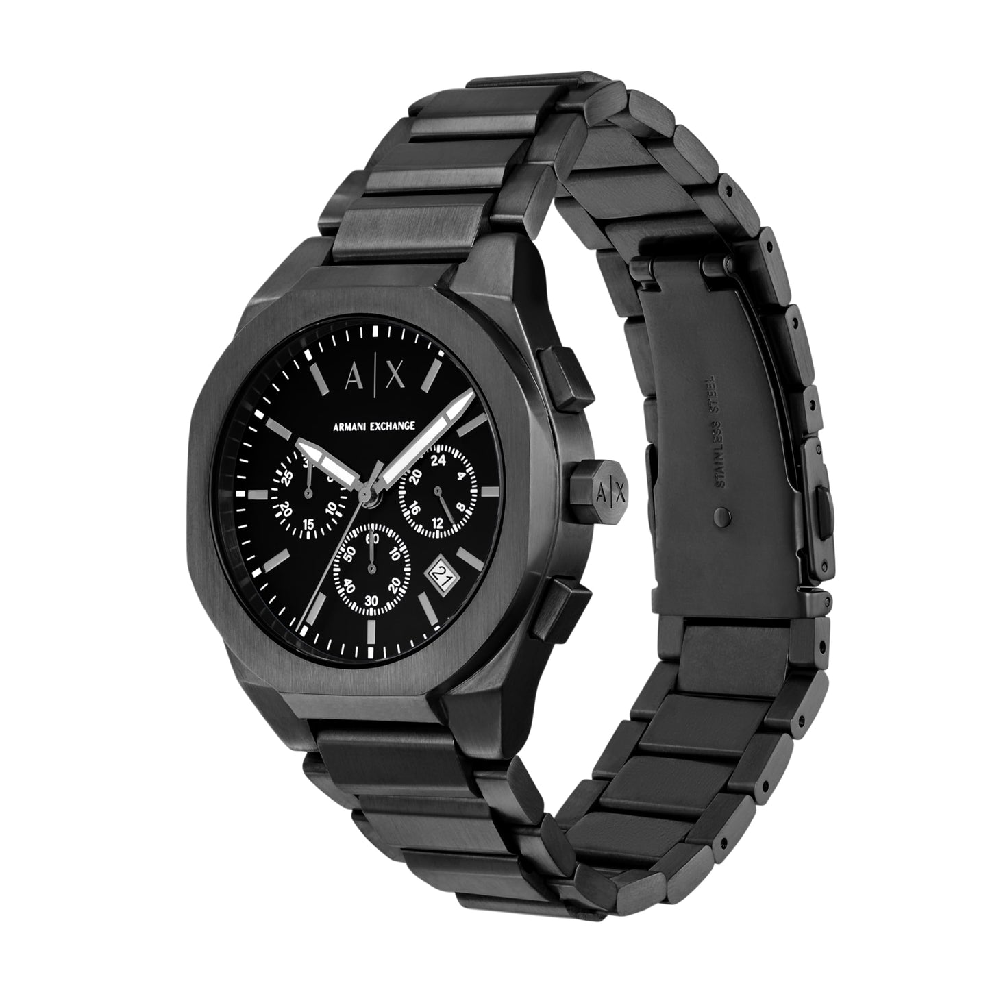 Armani Exchange Stainless Steel Analog Black Dial Men's Watch-Ax4183, Band Color:Black