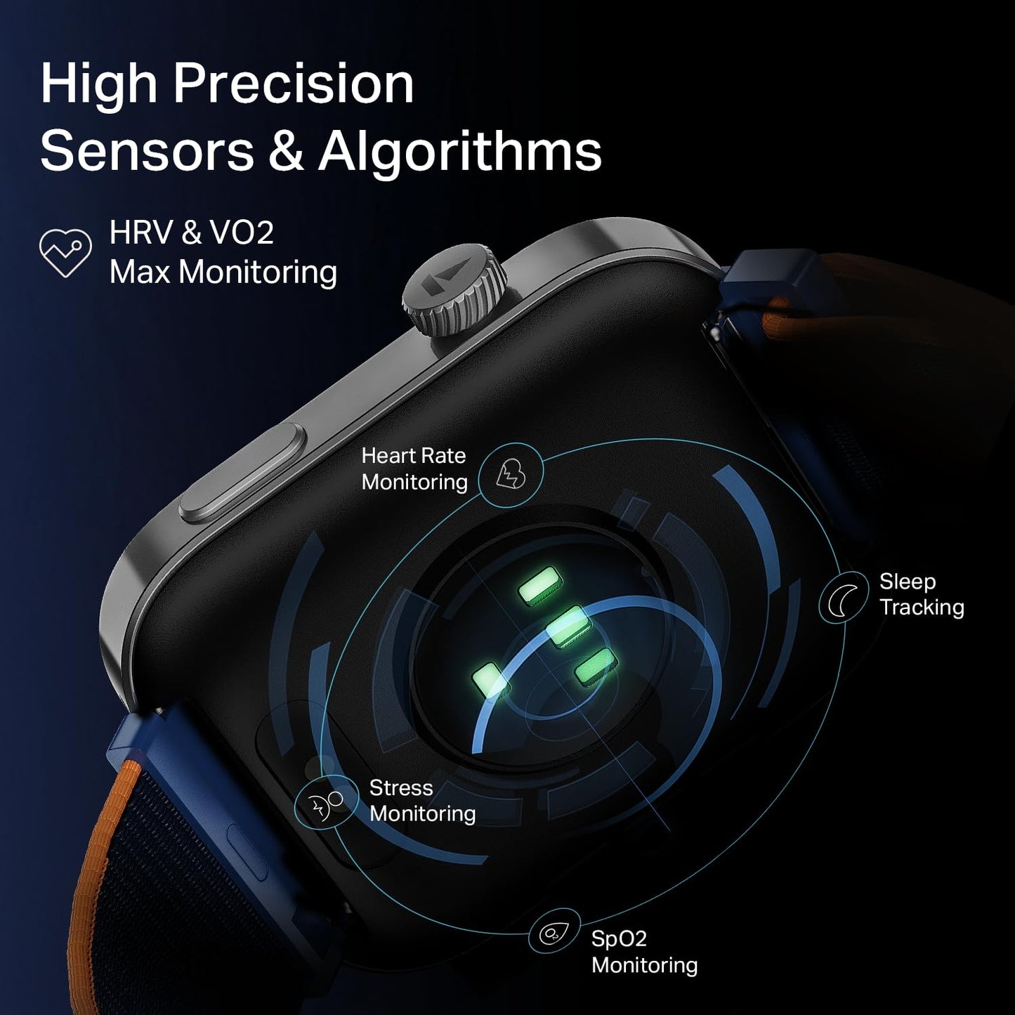 Boat Chrome Endeavour, Premium Metal Body, 1.96”(4.97cm) AMOLED Display,AI Coach Health Insights,Advanced S1 Processor,HRV,VO2 Max,Auto Watchface Refresh, Smart Watch for Men & Women (Fusion Blue)