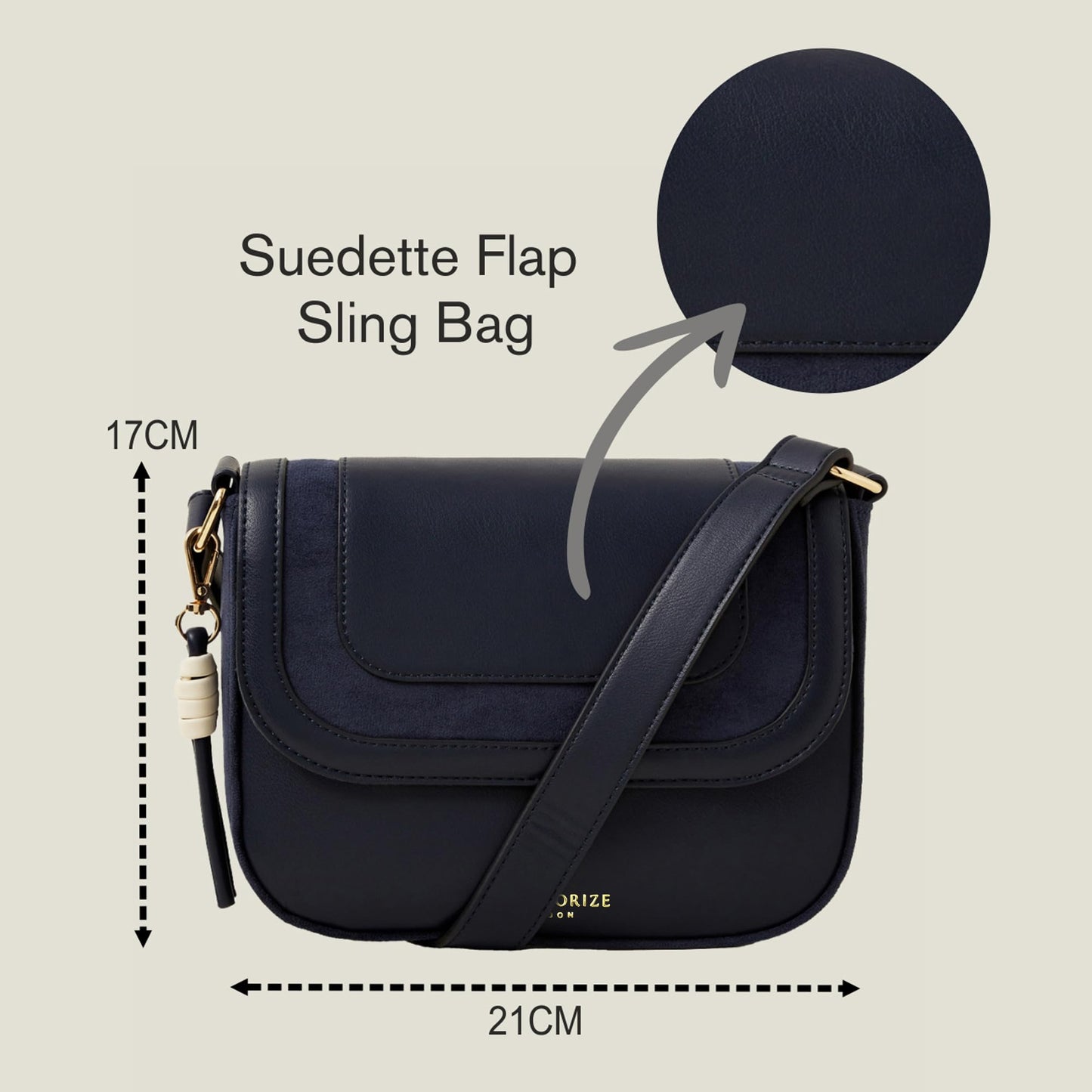 Accessorize London Women's Blue Suede Sling bag for women | Stylish Crossbody Bags For Women | Ladies Shoulder Purse