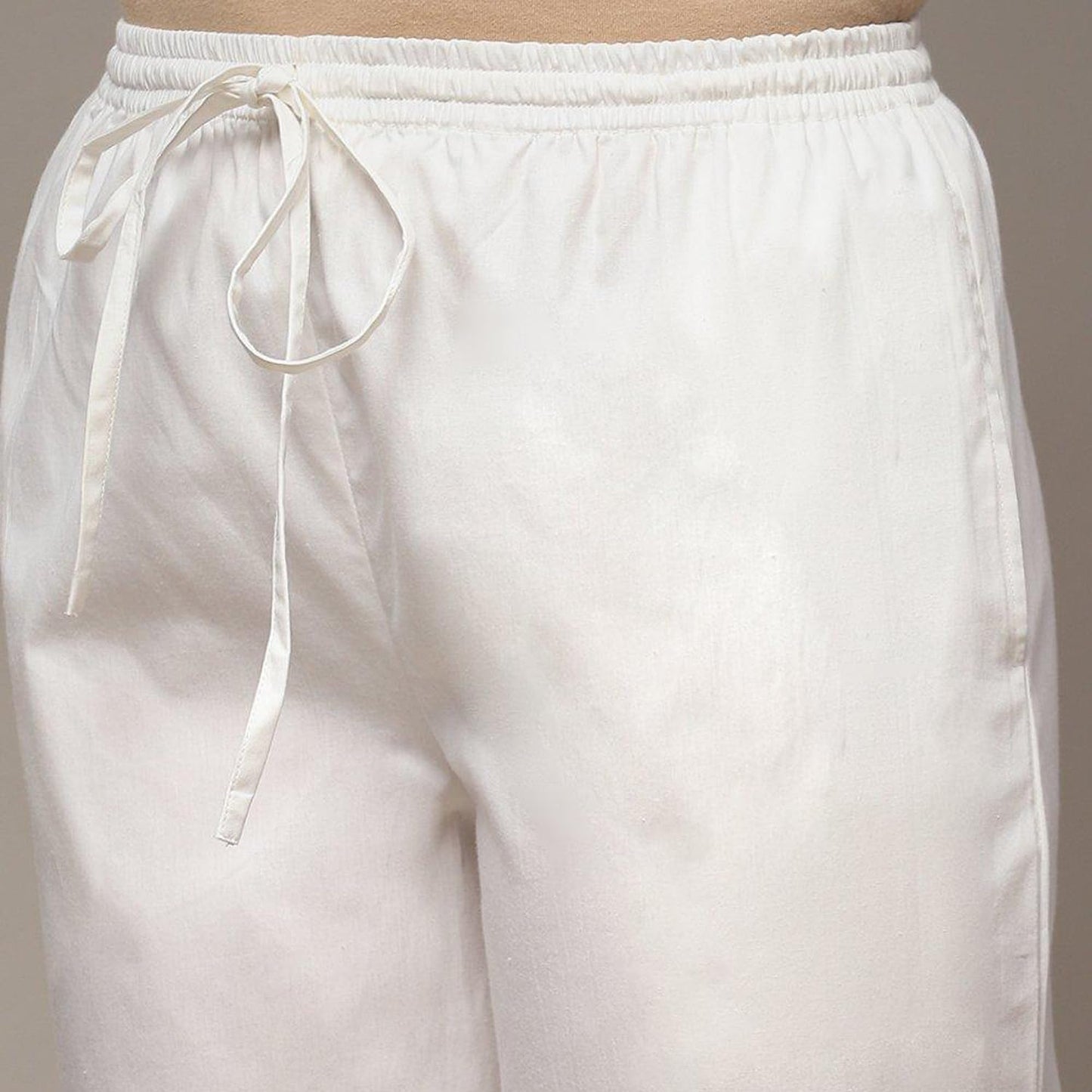 BIBA Women Solid Regular Bottom Wear(Bottom W14910_Off White_XXL)