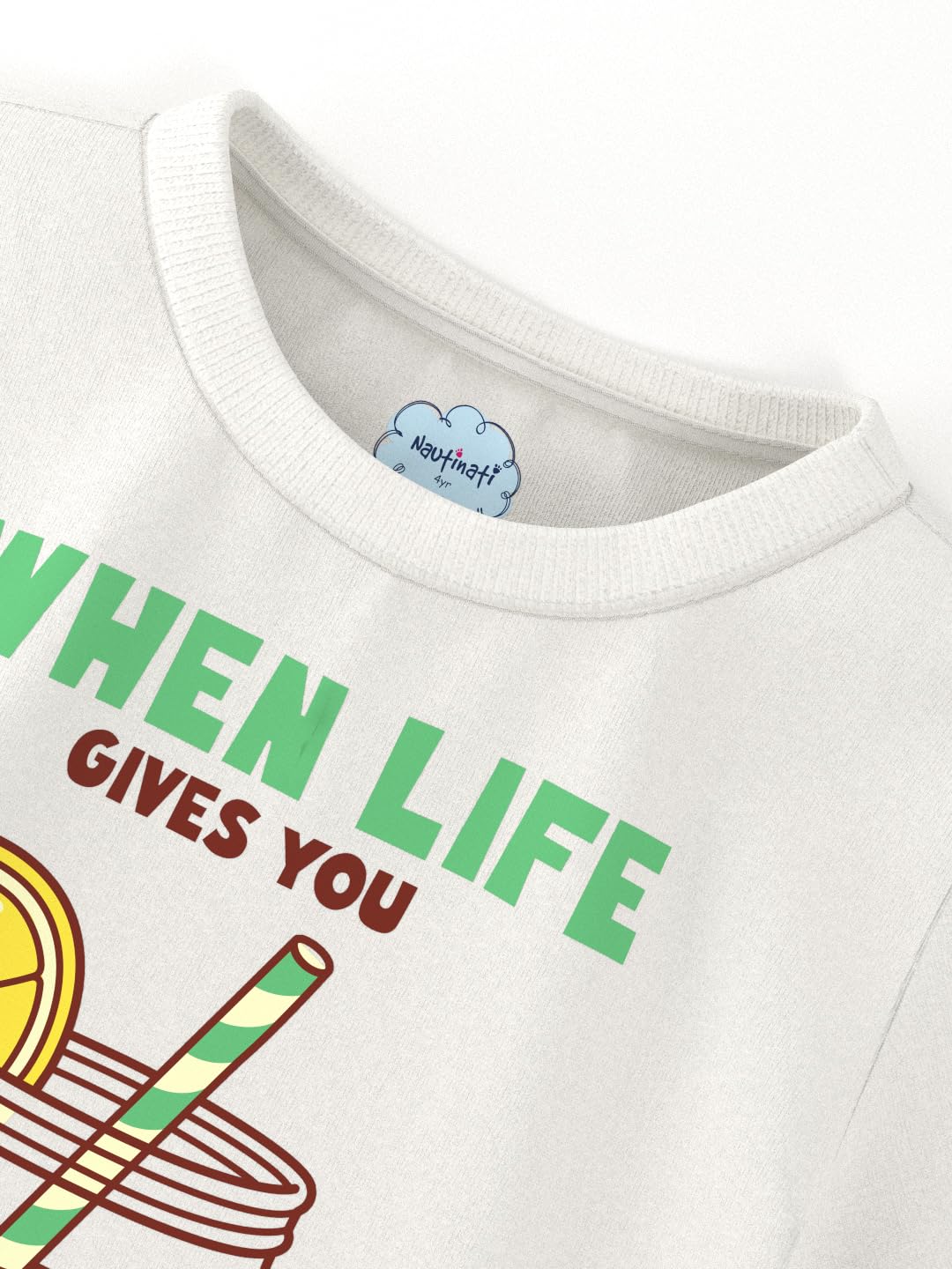 Nautinati Girls’ Mango and Lemon Print Cotton T-Shirts | Pack of 2 T-Shirts for 2 to 10 Years