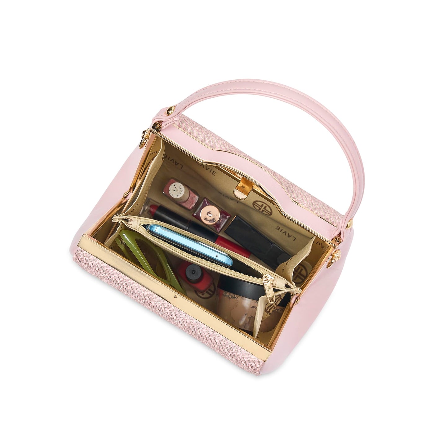 Lavie Luxe Women's Glam Fluff Frame Satchel Bag | Satchel Handbag for Work | Ladies Purse | Stylish Shoulder Bag | Gift for Women