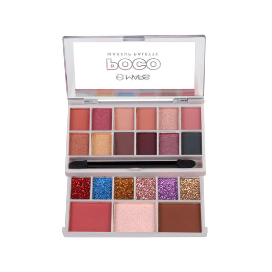 MARS Poco Face Makeup and eyeshadow Palette with Slider Case | Free Applicator | Long Wearing | Highly Pigmented and Easy to Blend 21 Shades (20g) (03-Multicolor)