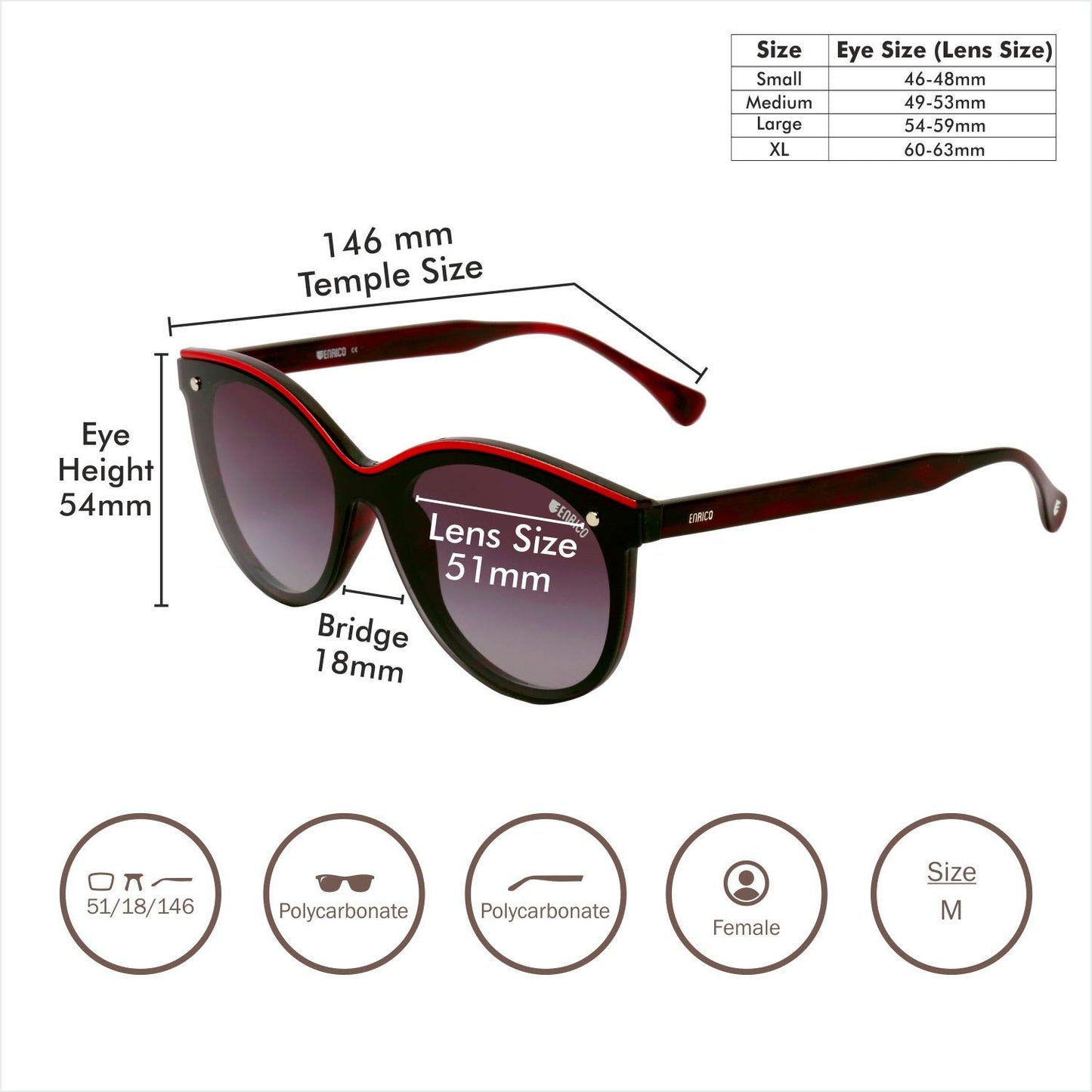 ENRICO Sherry Polarized glasses for men | Cateye Shape & UV Protected Sunglasses for Women | Unisex sunglasses