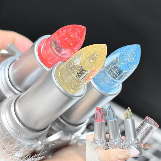 Cappuvini Sweet And Cool Bow Warm Lipstick | Crystal Transparent Lipstick with Glitter Shimmer | Color-Changing pH Adjusting Formula | Moist and Submissive Light Pink Lipsticks for Women | Glossy Finish Waterproof Long Lasting | Light Texture Lipsticks Cu