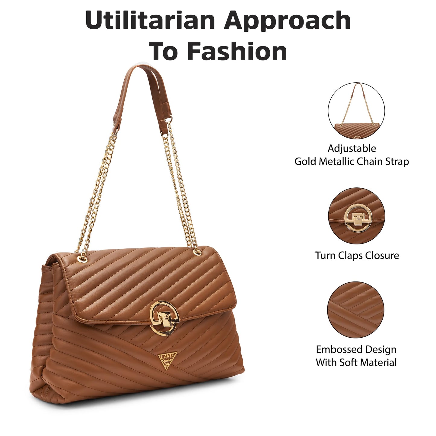 Lavie Signature Women's Denver Quilted Flap Satchel Handbag for Women | Satchel Bag for Work | Ladies purse | Stylish Shoulder Bag | Gift For Women