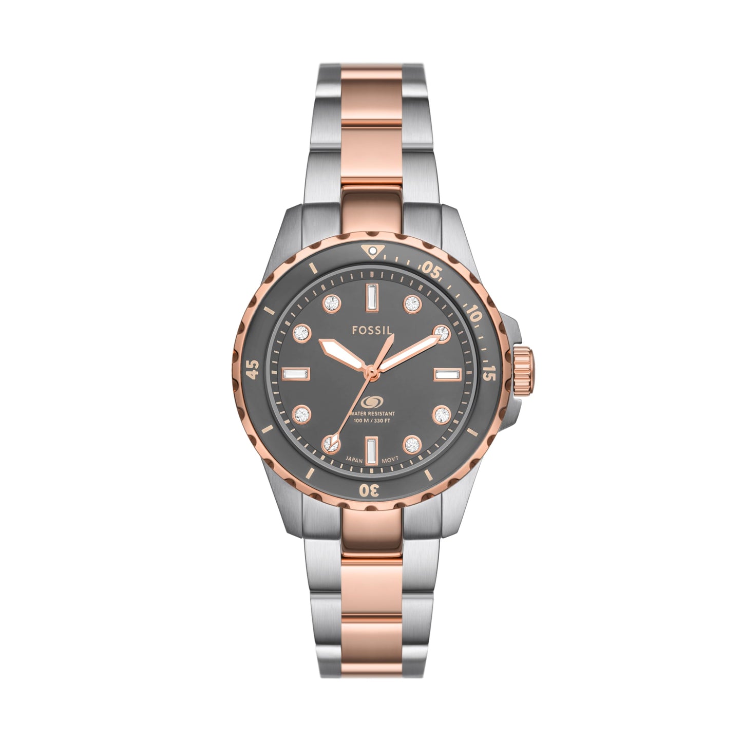 Fossil Stainless Steel Analog Gray Dial Women's Watch-Es5348, Band Color-Two-Tone