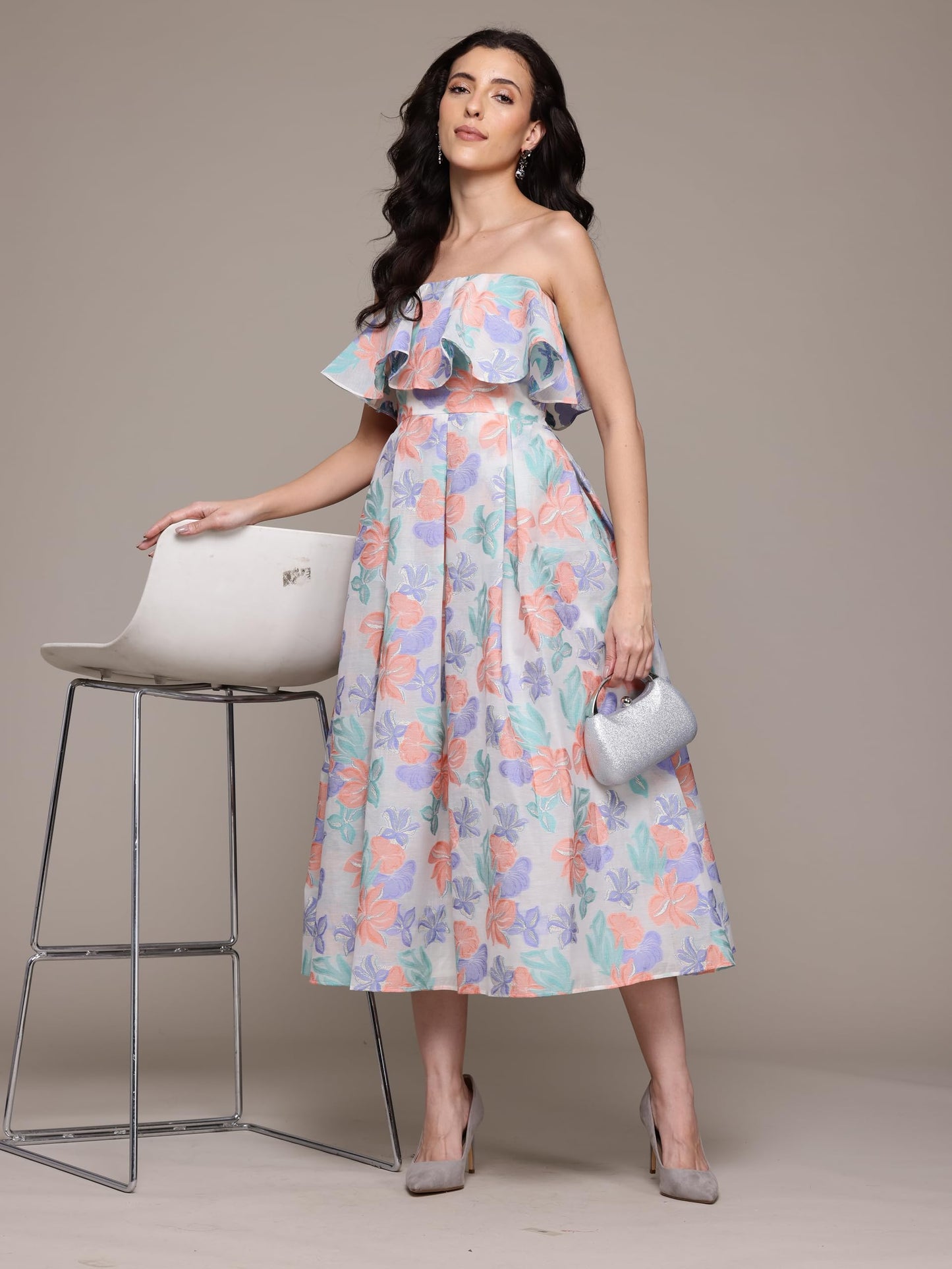 Label RITU KUMAR Multi Eloise Off-Shoulder Long Dress Multicolour