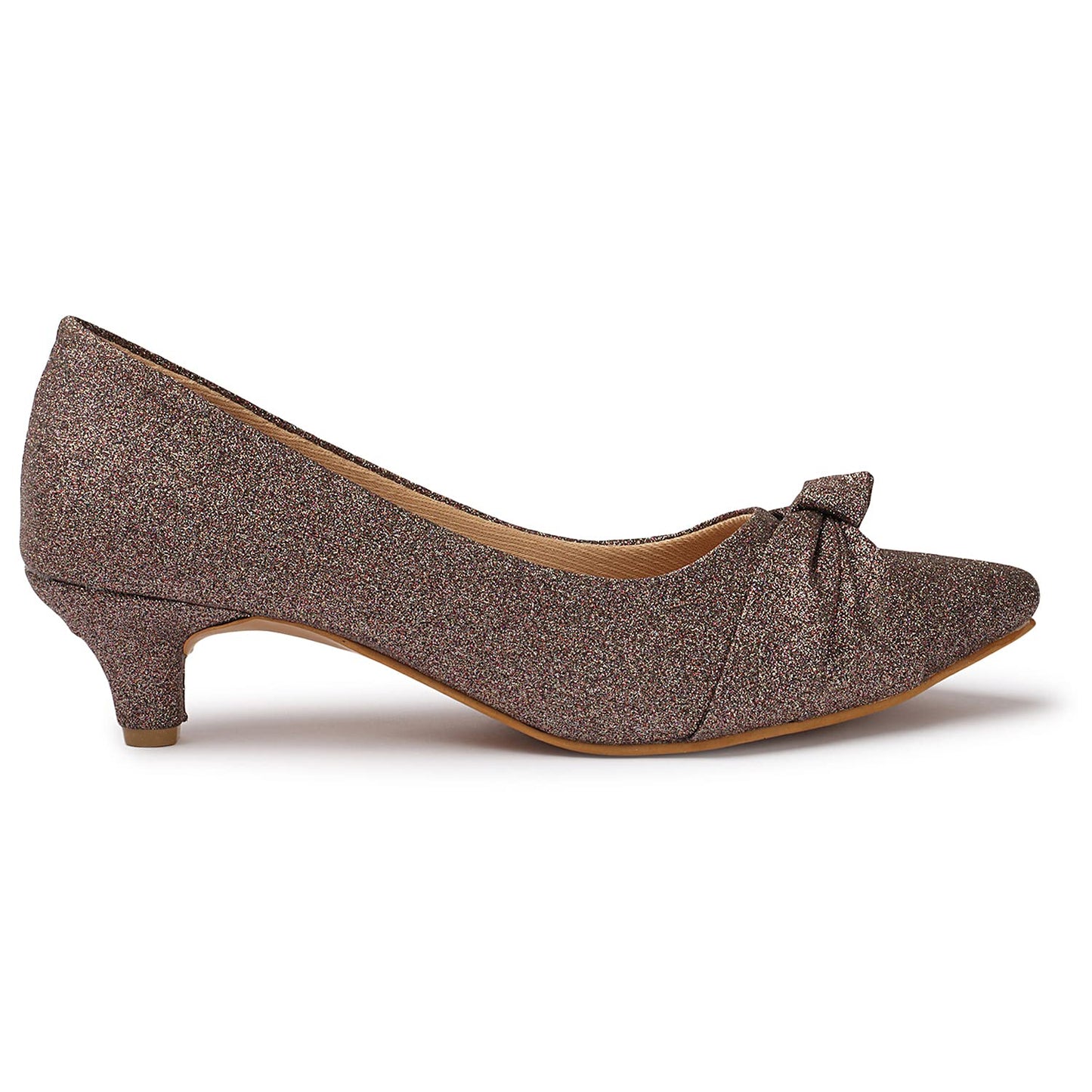 XE Looks Women's Multi Glitter Short Heel Pumps | Shimmer Finish with Chic Bow Design | Stylish & Comfortable Heels For Girls & Women