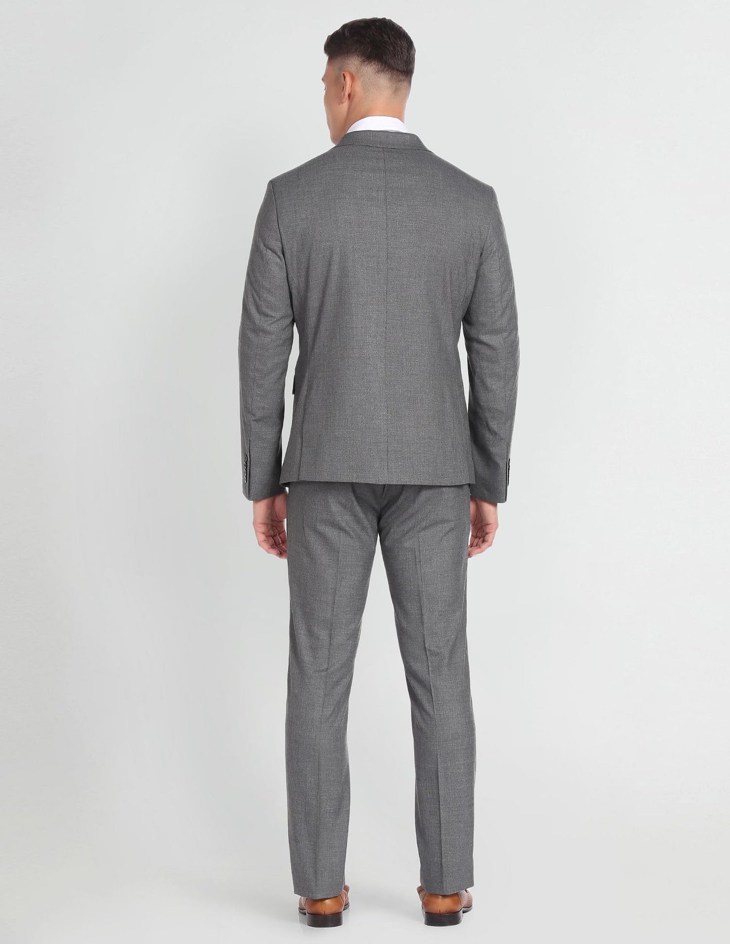 Arrow Men's Polyester Single Breasted Business Suit Pants Set (AREU5087A_Grey