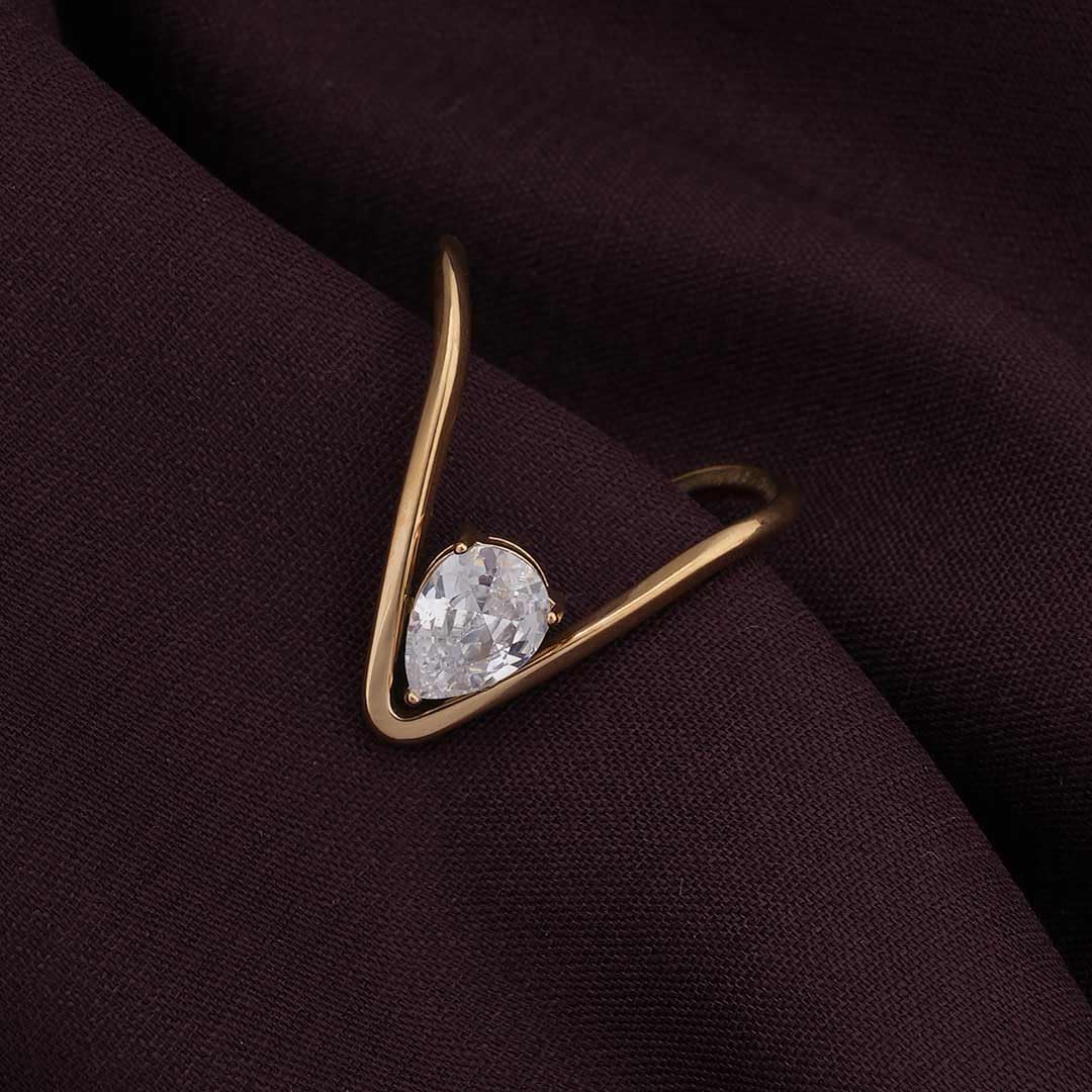 PALMONAS Trendy Vee Ring (Size-7) for Womens - Waterproof & Anti-Tarnish