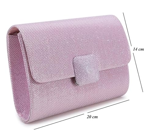 ZEVORA Women's Framed Foldover Clutch | Detachable Chain Sling Strap | Ladies Purse Wallet 04B Gold (20X14 CM)