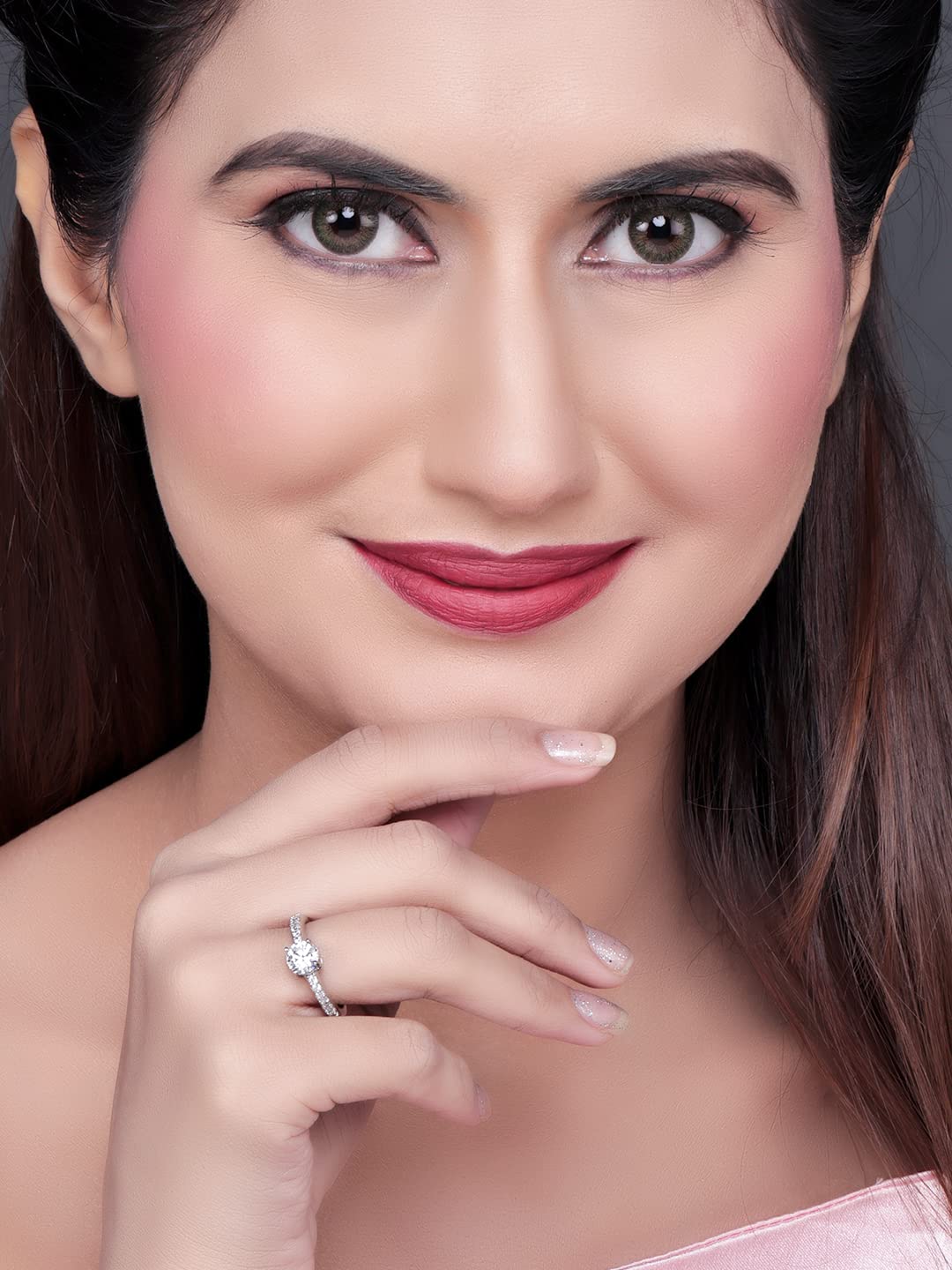 Pissara Splendid 925 Sterling Silver Valentine Day Gift Cubic Zirconia Finger Ring For Women And Girls|With Authenticity Certificate, 925 Stamp & 6 Months Warranty (Lr104650)