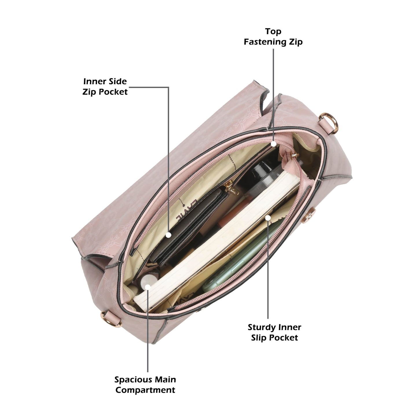 Lavie Women's Mono Beech Flap Satchel Bag for Women | Satchel Handbag for Work | Ladies purse | Stylish Shoulder Bag | Gift for Women