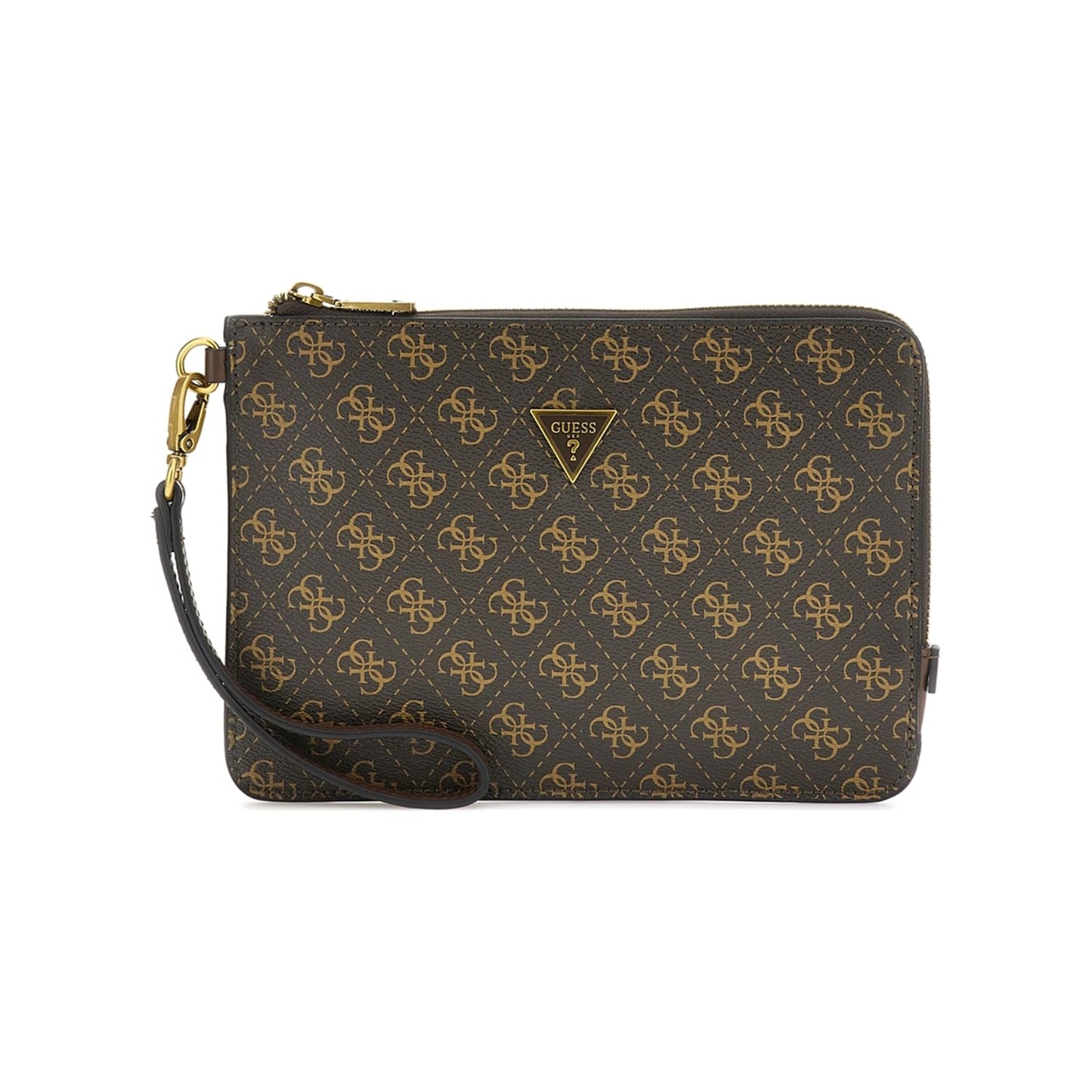 GUESS Men Brown Printed PU Pouch Wallet