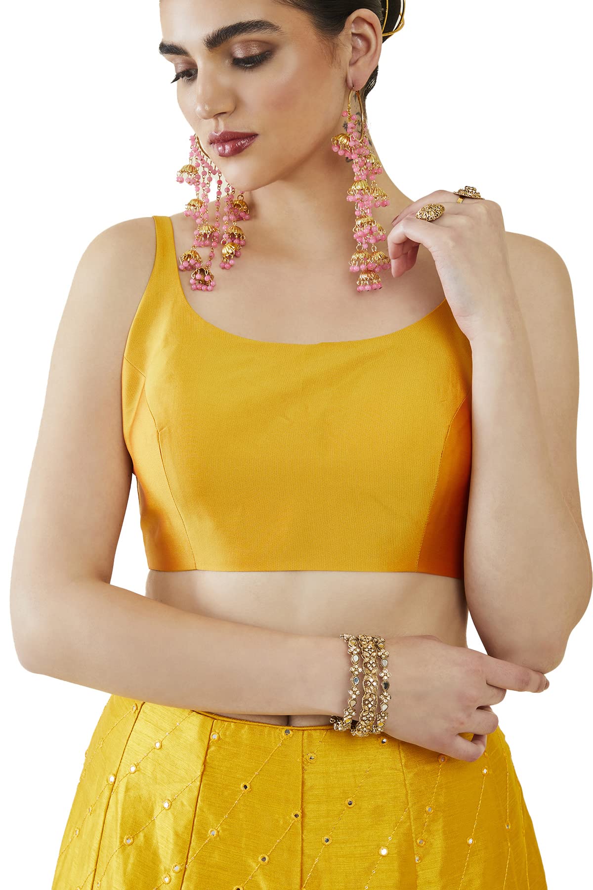 Soch Women's Satin Sleeveless Blouse_Yellow 34