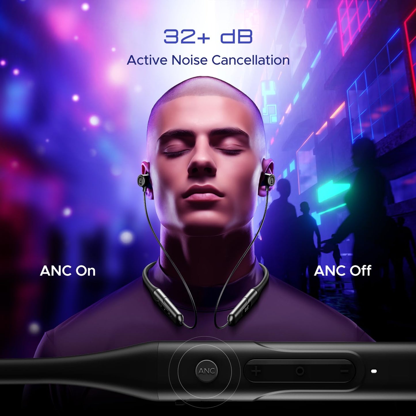 boAt Rockerz 255 ANC, 100Hrs Battery,Spatial Audio, ANC (~32dB), Fast Charge(10Mins=24HRS),3Mics AIENx,13mm Drivers, Bluetooth in Ear Neckband, Wireless with Mic Earphones (Raven Black)