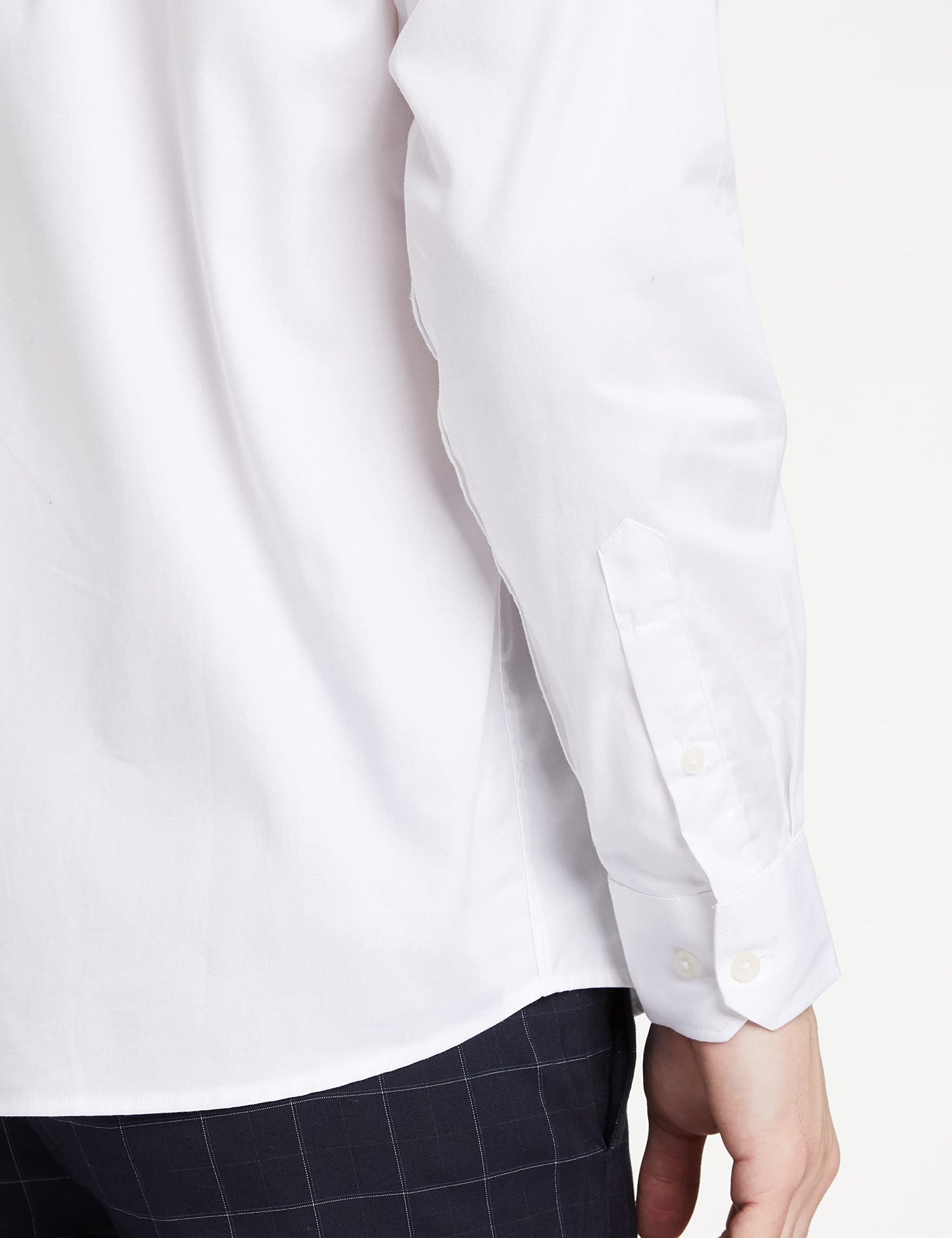 Amazon Brand - Symbol Men's Solid Cotton Formal Shirt | Plain | Full Sleeve - Regular Fit (Available In Plus Size, White_42)