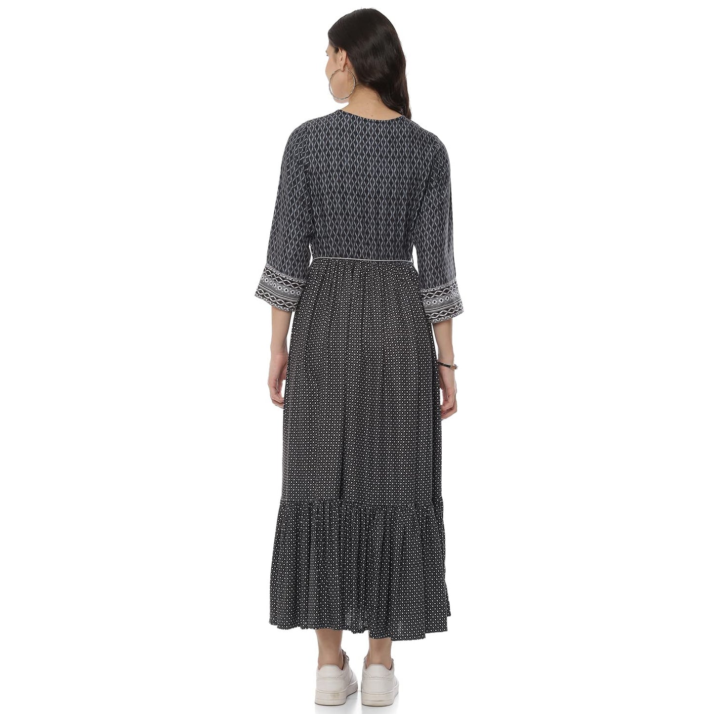 Rangriti Women's Ethnic Black Viscose Dress