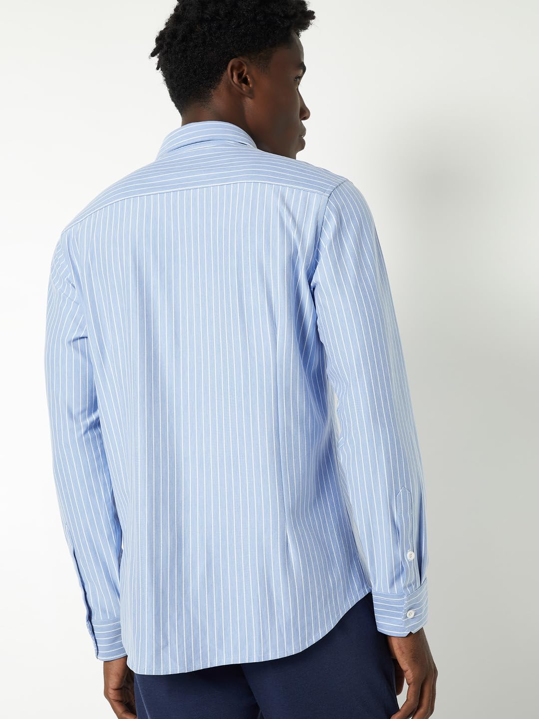 Max Men Striped Slim Fit Shirt (Blue_42)