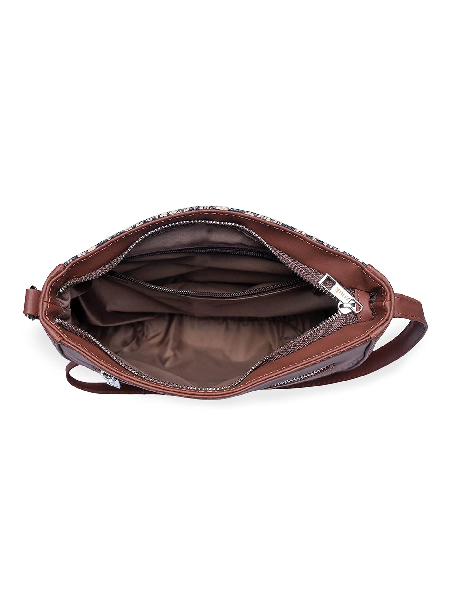 ZOUK Women's Handcrafted Black Floral U Shaped Sling Bag