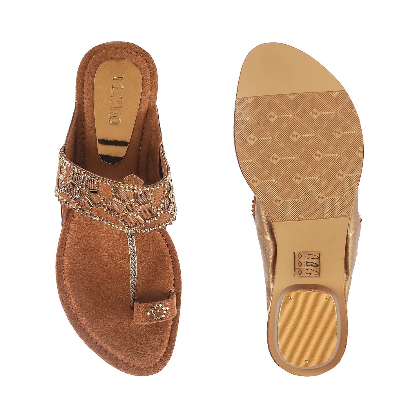 Metro Women Antique Gold Synthetic Sandals - SaumyasStore